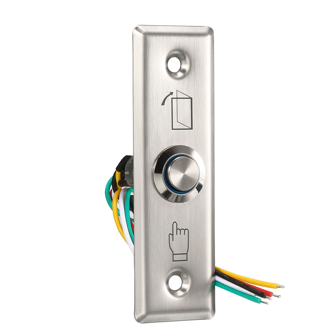 Unique Bargains Door Release Button Push to Exit Resettable NO/NC/COM Switch Panel with LED Indicator for Access Control 91mmx28mm 12V Stainless Steel #S26012000UX8450