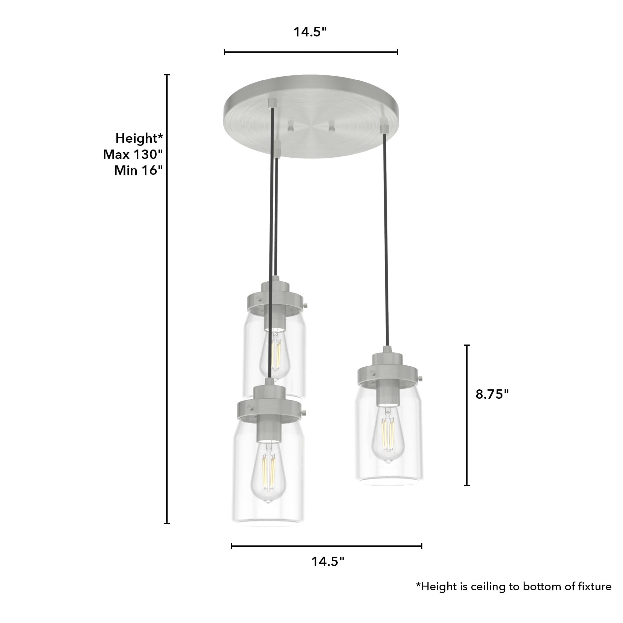 Devon Park Brushed Nickel LED Cluster Pendant with Glass Shades