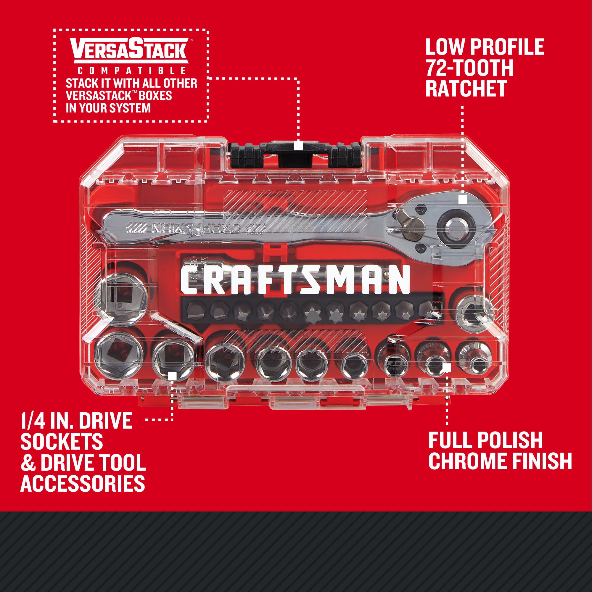 CRAFTSMAN VERSASTACK 24-Piece Standard (SAE) Polished Chrome Mechanics ...