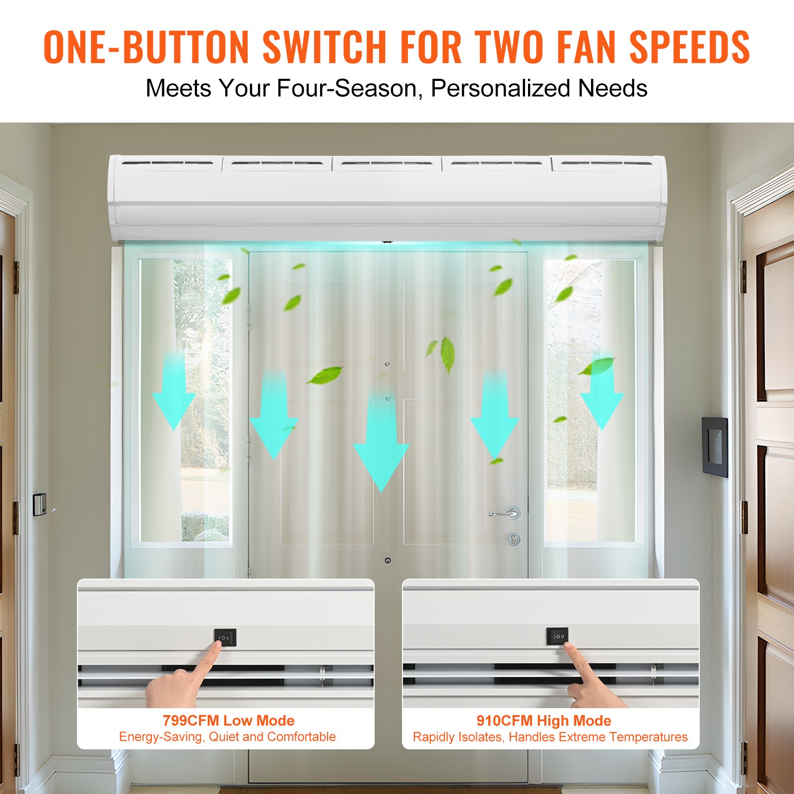 VEVOR 60-Inch Stainless Steel Air Curtain with Dual Speed