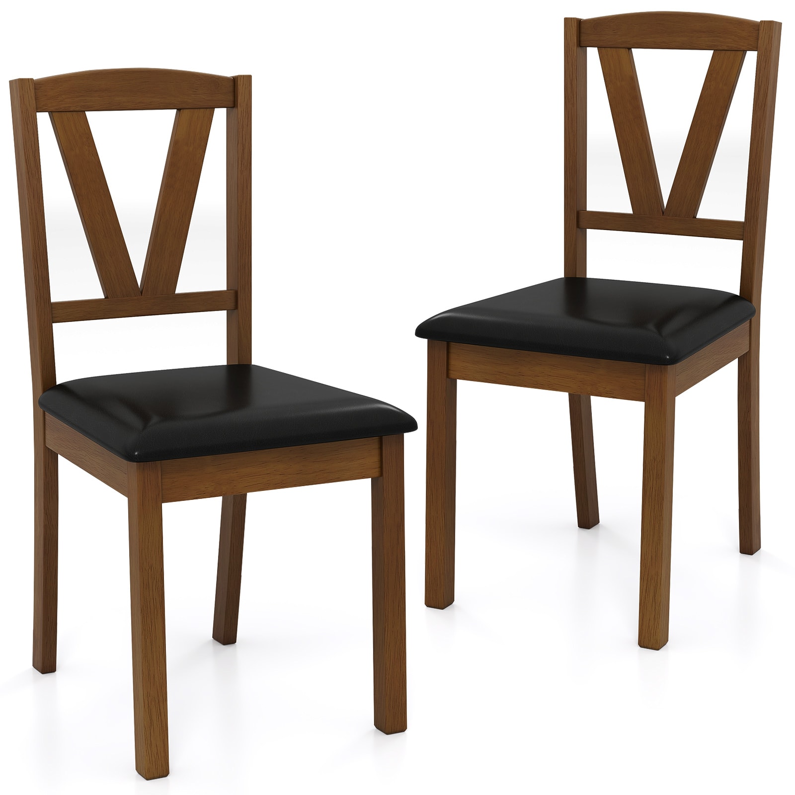 Costway HCST08359 Dining Chairs Set of 2 PU Leather Dining Room Chairs with Hollowed Backrests
