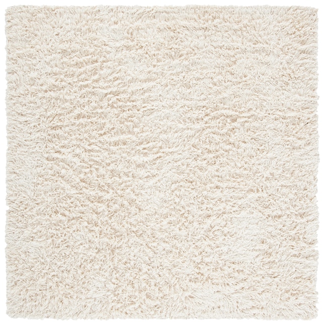 Safavieh Carmel Shag 8 X 8 Wool Ivory Square Indoor Solid Area Rug in ...