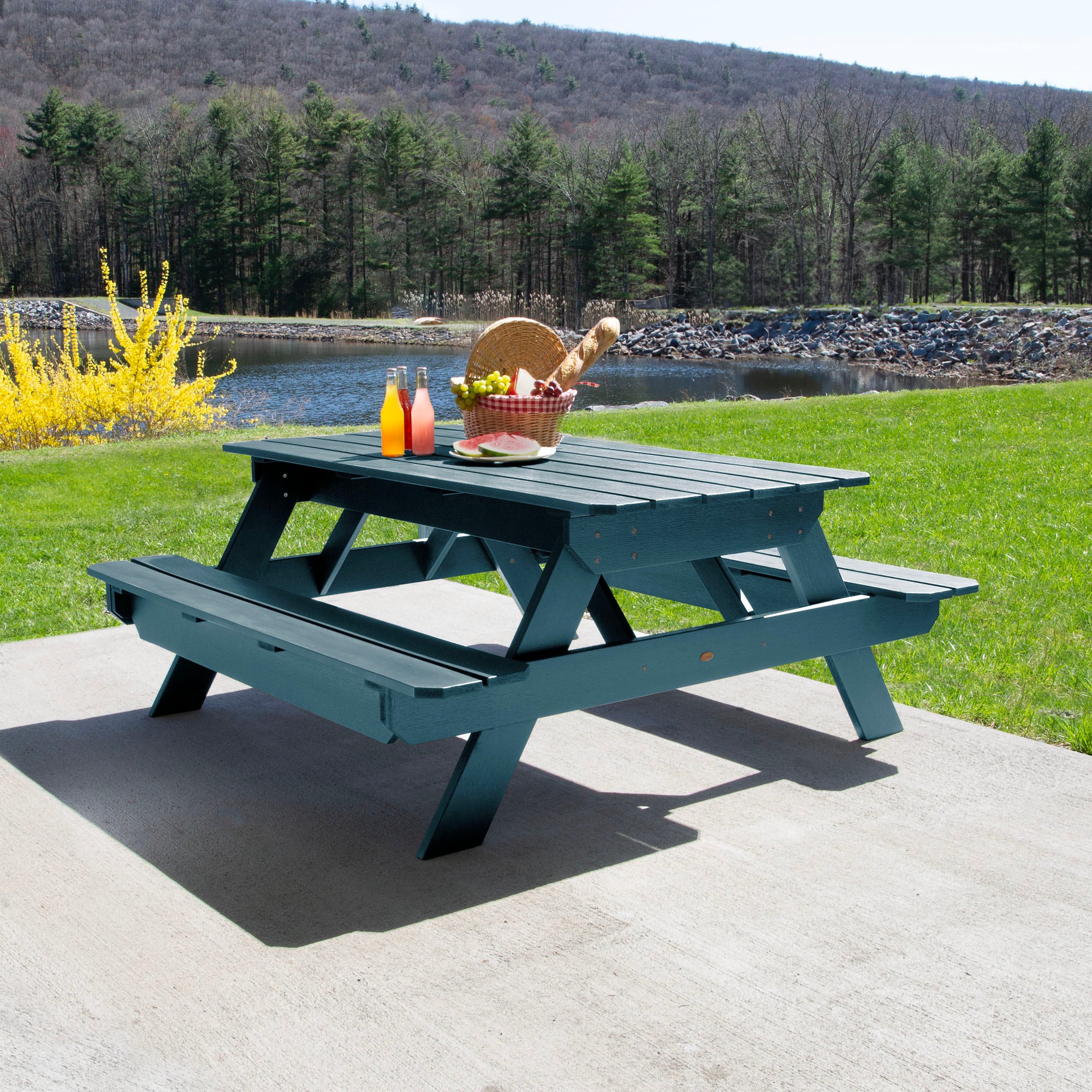 highwood AD-TBL-HI02-NBE 71.6-in Blue Recycled plastic Rectangle Picnic Table