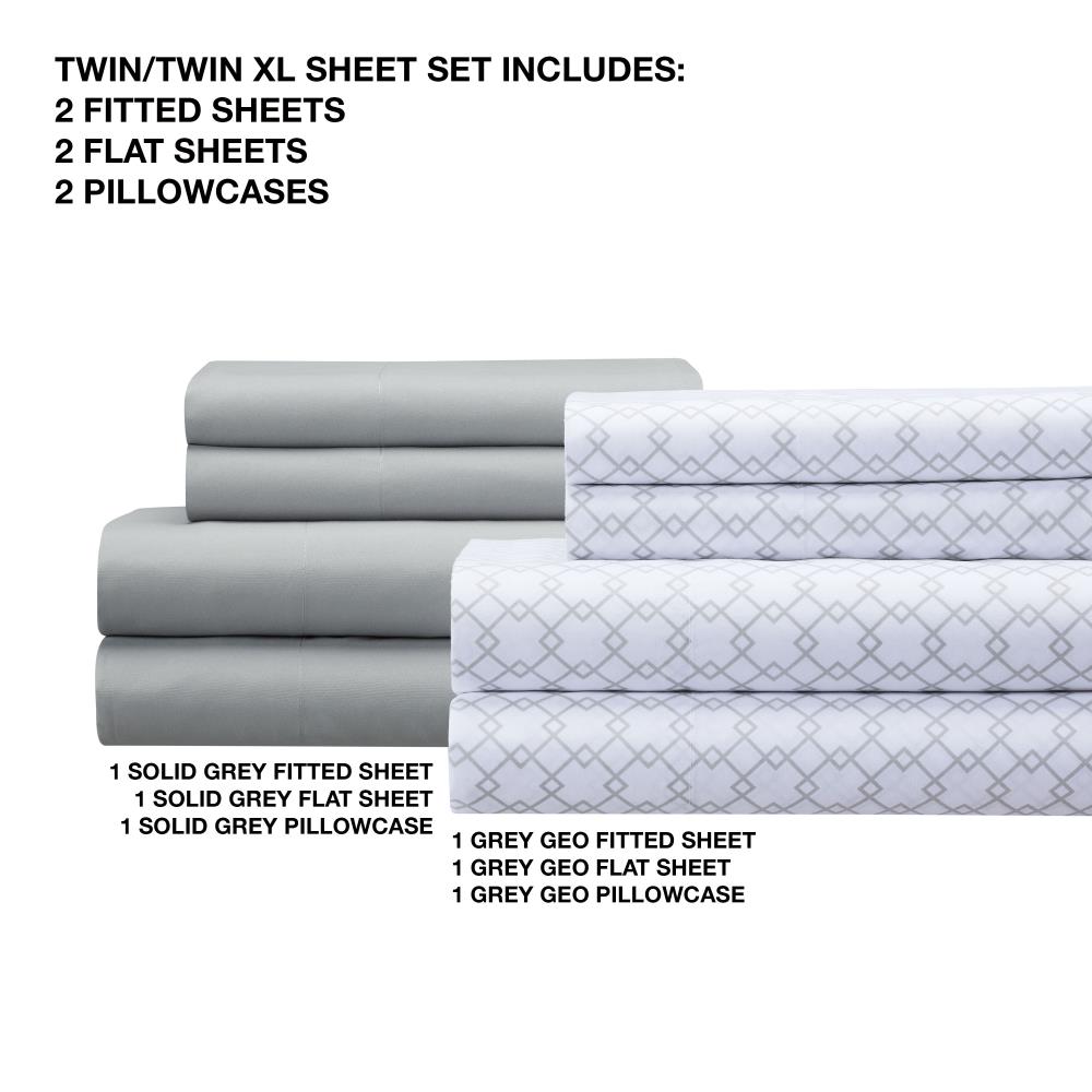 WestPoint Home Lemon Tree 2 Pack Twin Polyester Gray Bed Sheet at