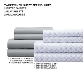 WestPoint Home Lemon Tree 2 Pack Twin Polyester Gray Bed Sheet at