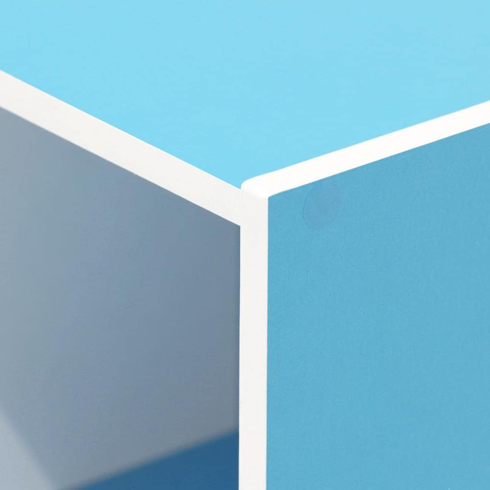 White and Light Blue 11-Cube Wood Bookcase
