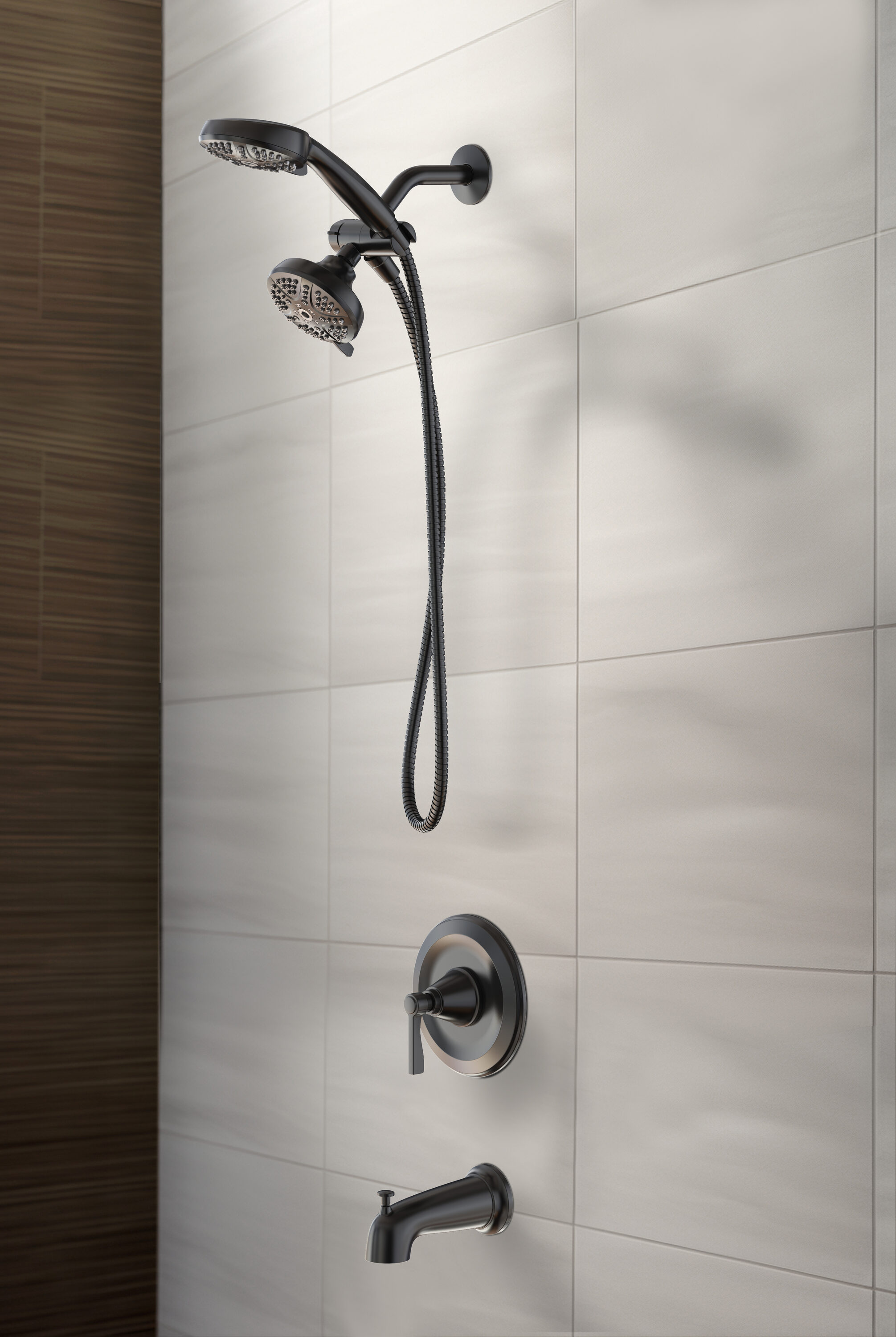 allen + roth 873X-1F7001 Townley Matte Black 1-handle Multi-function 4.3-in Round Shower Faucet with Valve