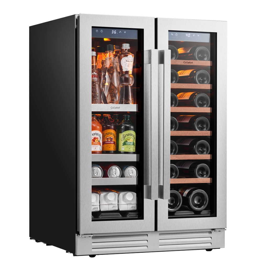 Ca'Lefort 24-in W 220-Can Capacity Commercial/ Stainless Steel  Built-In/Freestanding Beverage Refrigerator with Glass Door in the Beverage  Refrigerators department at