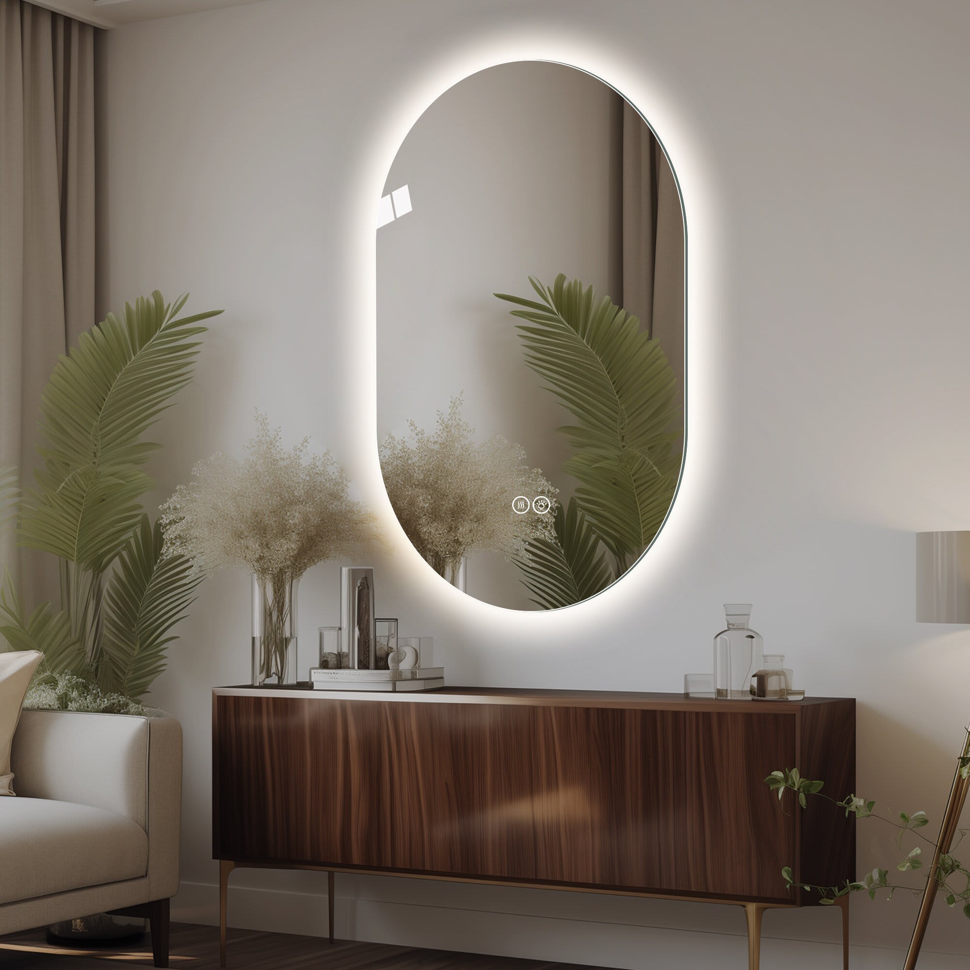 Aoibox 48 x 30 inch LED bathroom mirror wall mounted touch screen anti ...