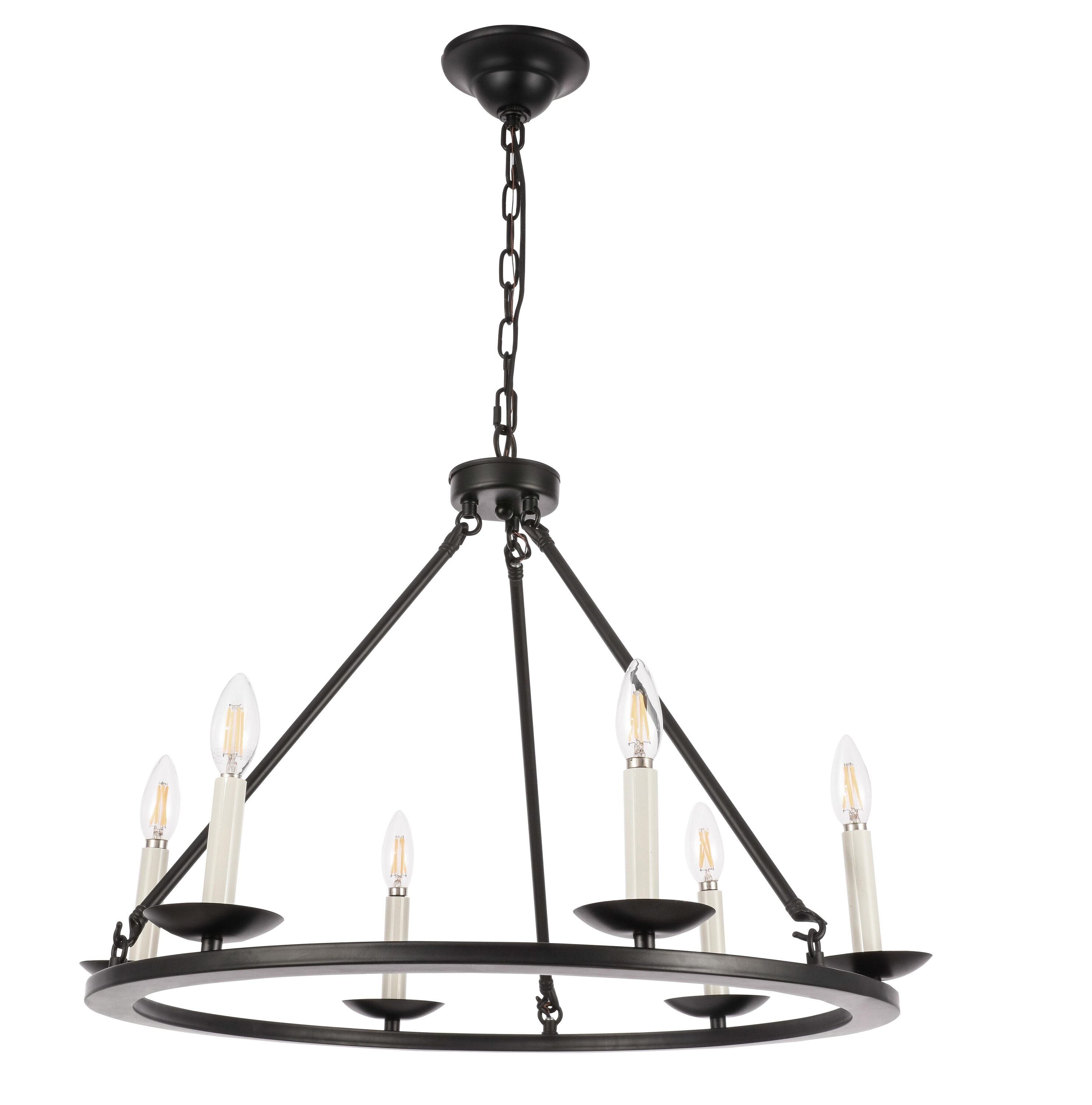 Elegant Maine 6-Light Black Metal Circular Chandelier