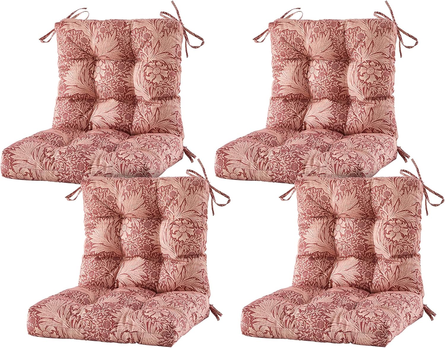 Artplan B0CQXLLTMT Seat Back Outdoor Chair Cushion Set of 4 Patio Chair Cushion with Tie Tufted Replacement for Patio Furniture 40x20x4 Inches - 4 Count