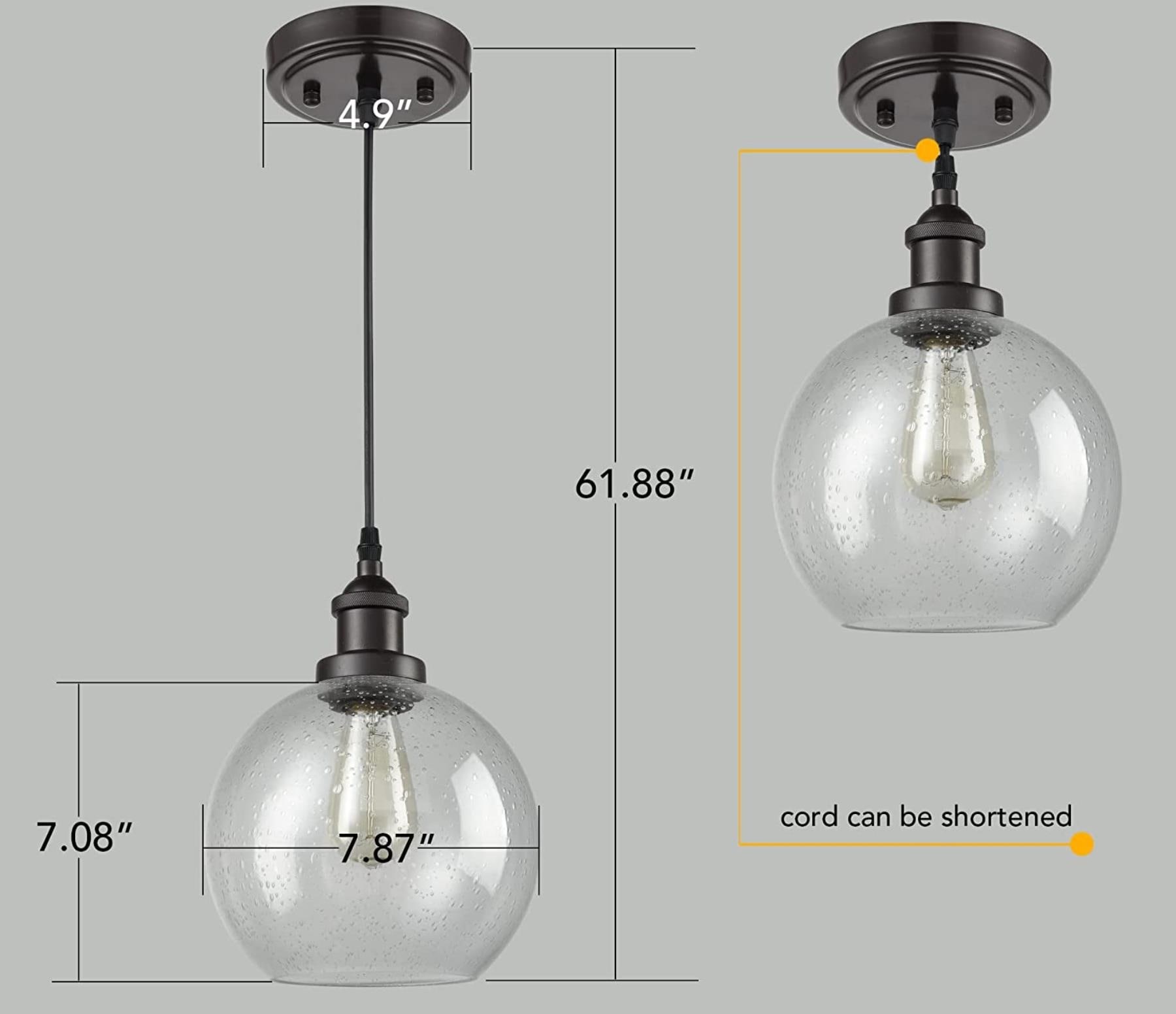 Vintage Bronze Mini Globe Pendant Light with Seeded Glass