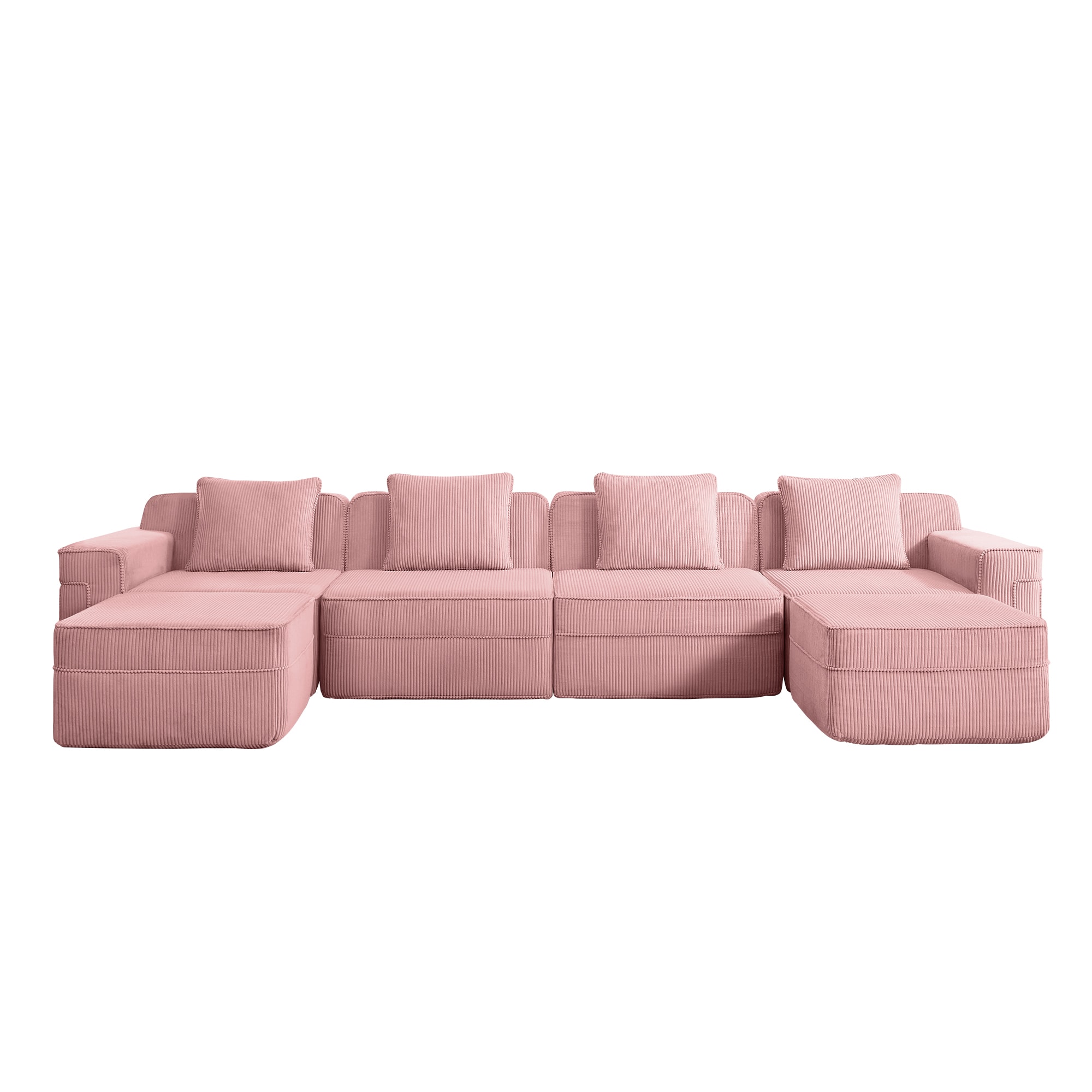Bybafun 153.5-in W Modern Pink 4-seater Sectional