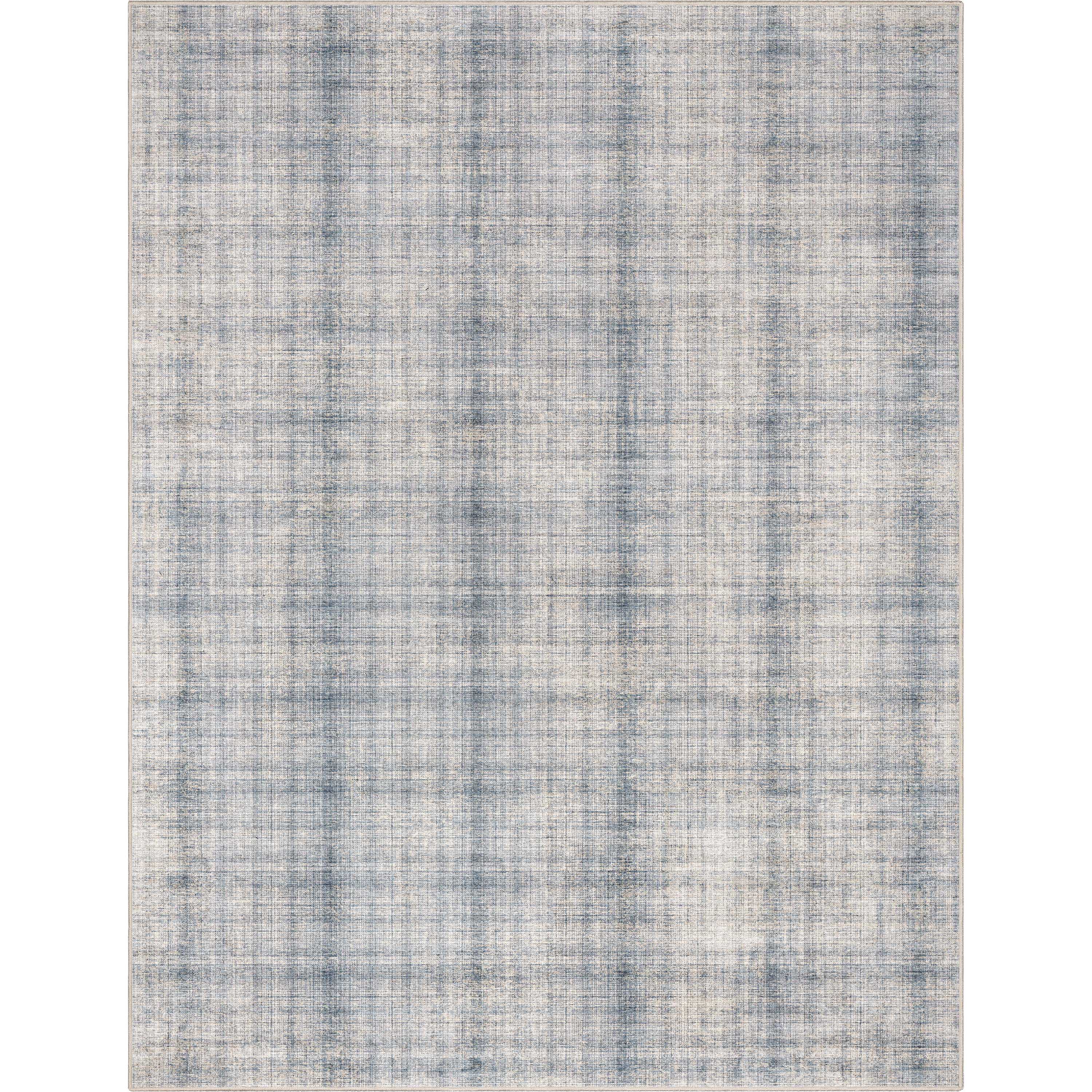 Blue Cream Abstract Plaid Flat-Weave Area Rug 9'10" x 13'