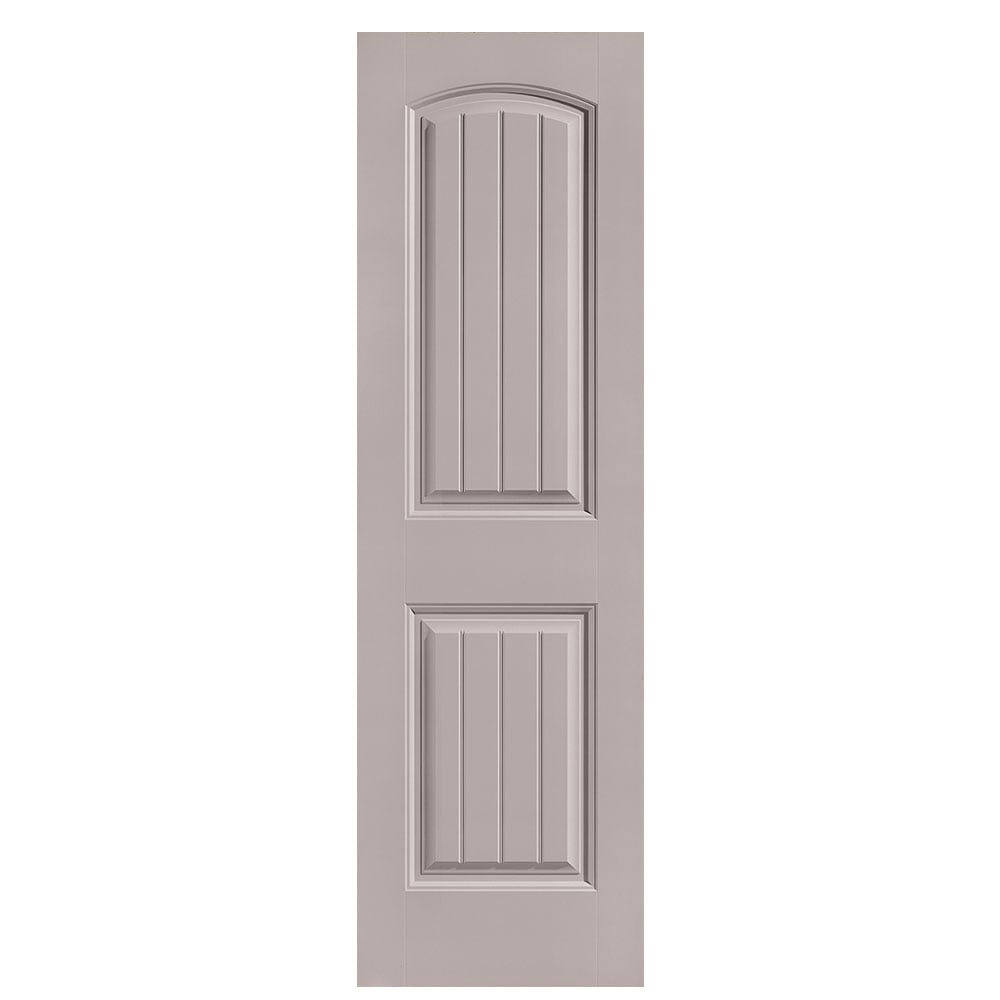 Masonite 1443676 Cheyenne 24-in x 80-in Driftwood 2-panel round top plank Smooth Solid core Prefinished Molded composite Slab Door