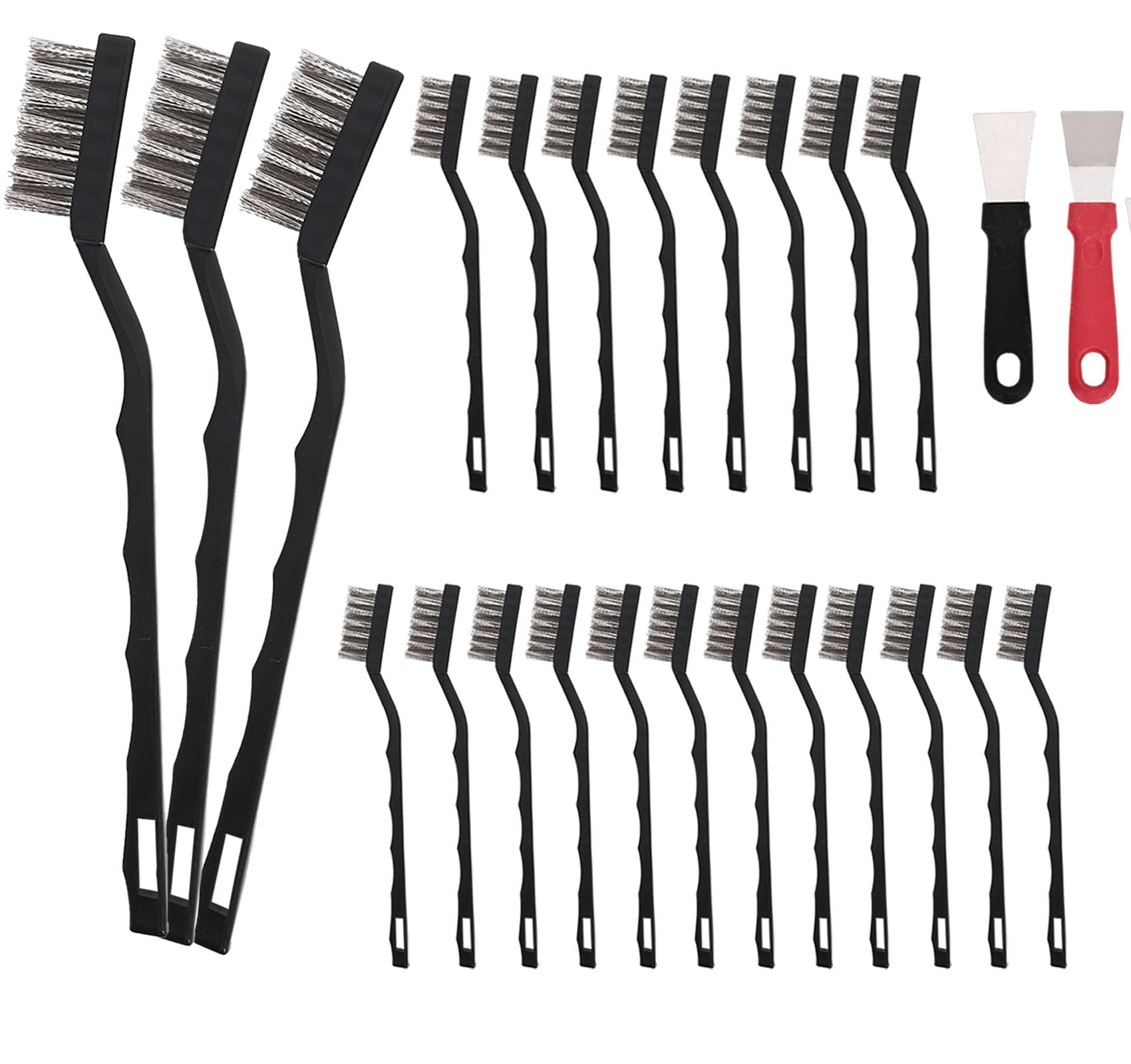 AKSCYZM  20 pcs Mini Wire Brush Set Stainless Steel Bristles Curved Handle for Cleaning Welding Slag Rust Paint Machinery Door Frames Floor Tiles