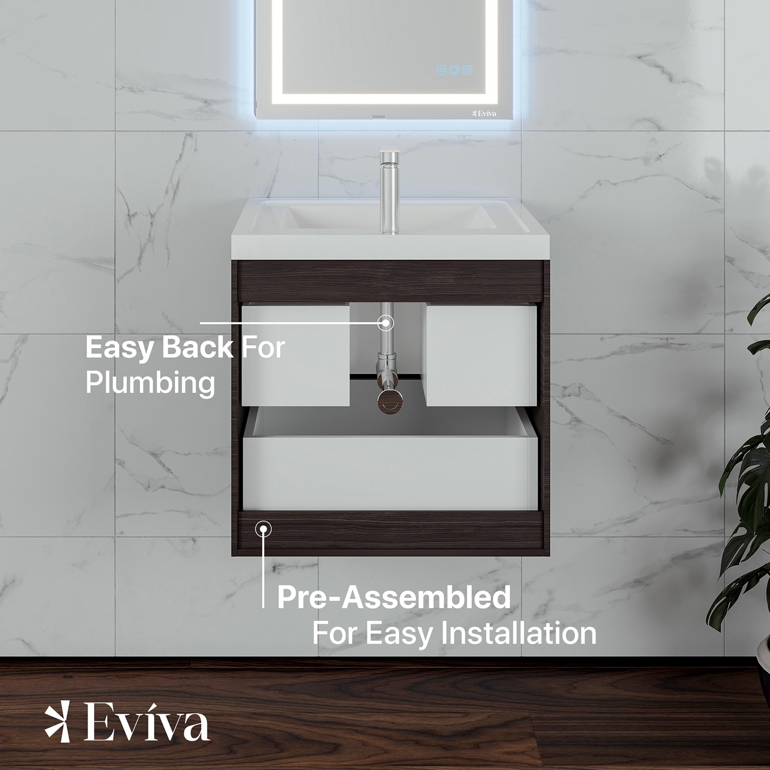 Eviva EVVN600-24CHNT-WM Bath-Vanity-Combo - View #6