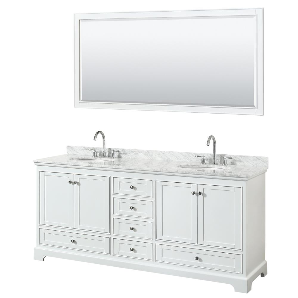 Wyndham Collection Deborah 80-in White with Polished Chrome Trim ...