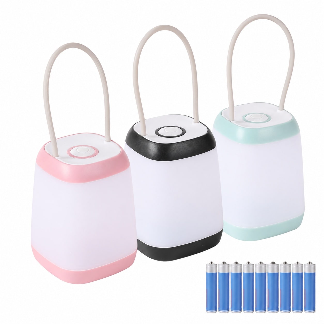 Vrbgify 3 Pack LED Camping Lanterns power cell Powered with Three Light Modes for Indoor Outdoor Emergency Use Pink Black Green #LVG0804V054