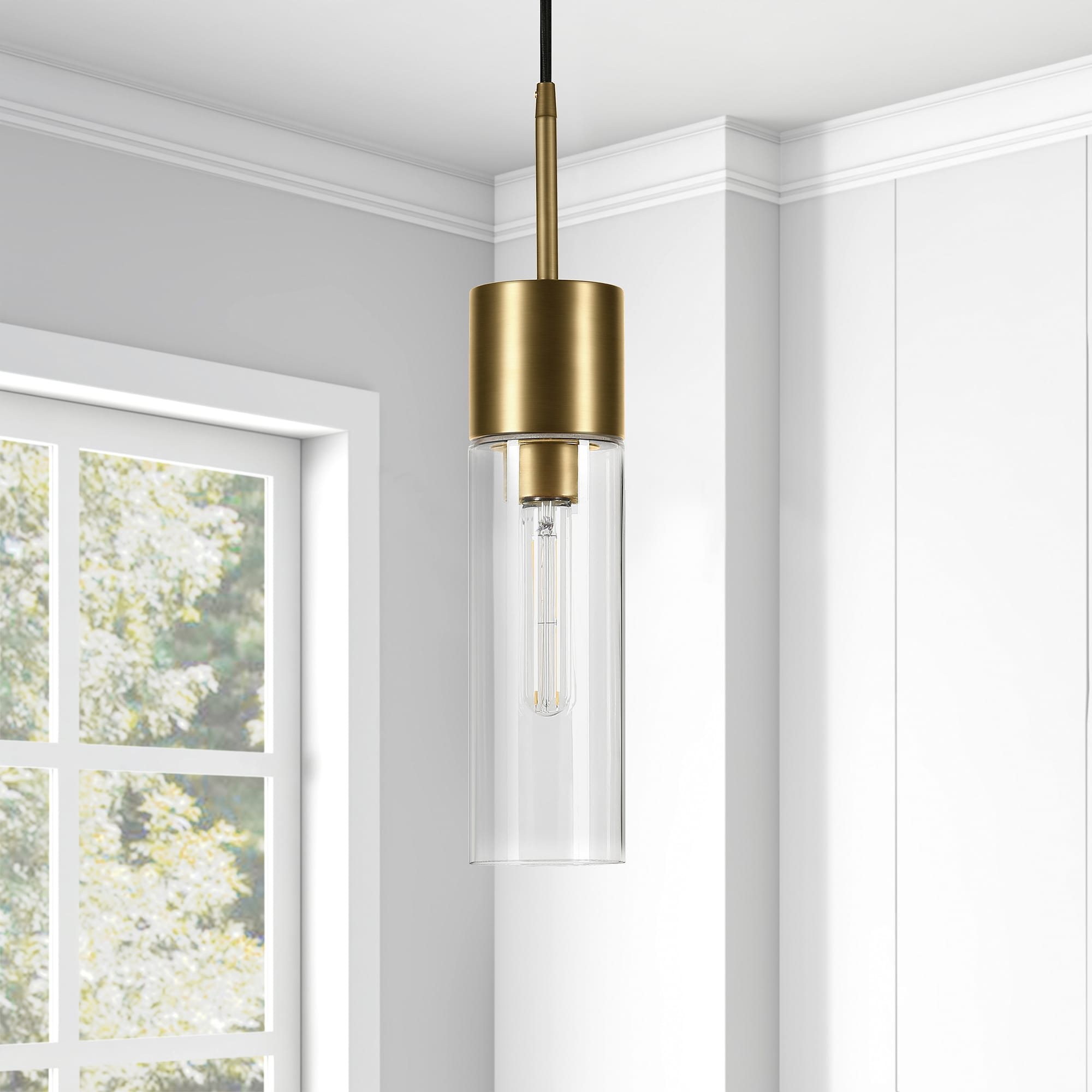Hailey Home PD0300 Lance Brass/clear glass Traditional Clear glass Dome Medium Hanging Pendant light