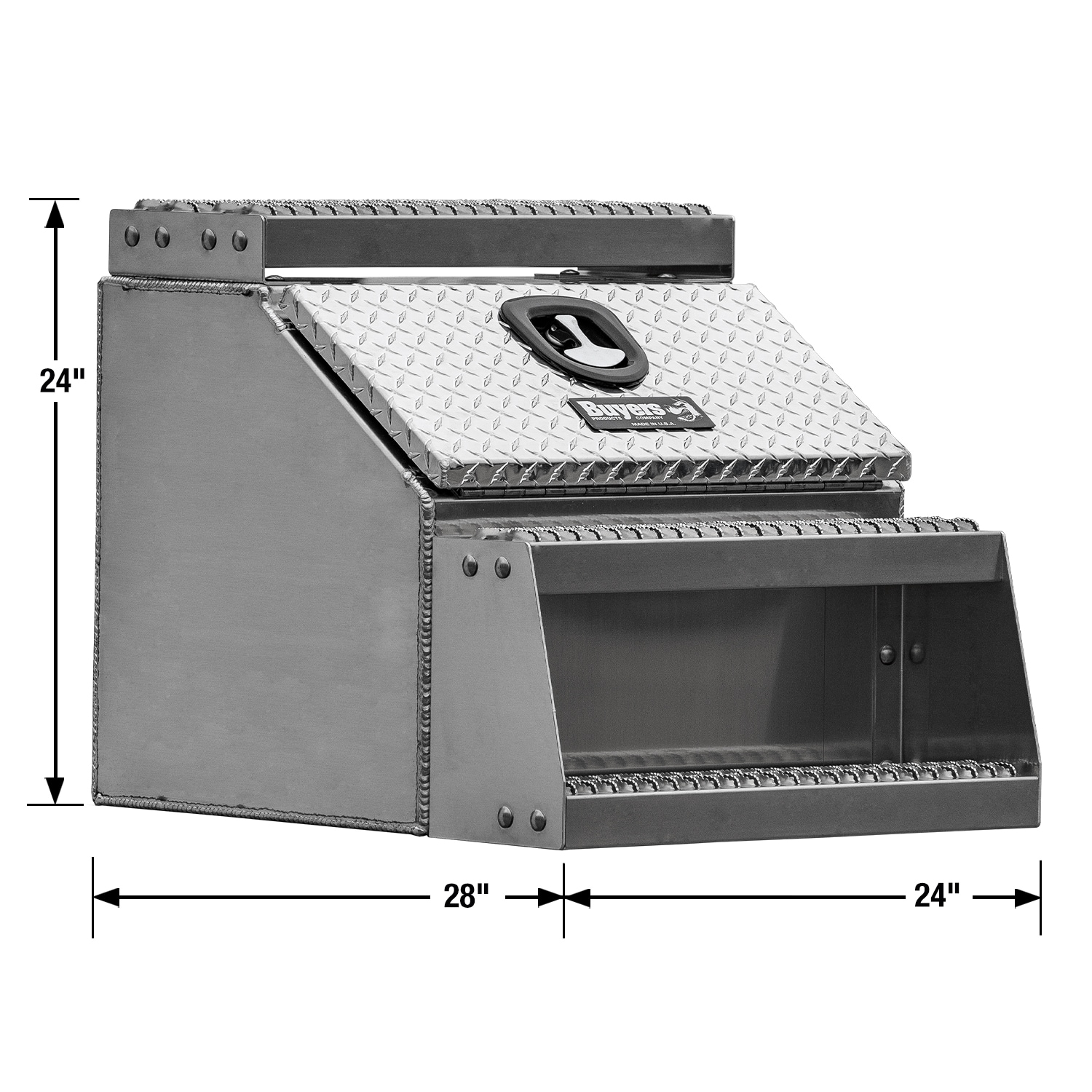 Buyers Products 28-in x 24-in x 24-in Diamond Tread Aluminum Step Box Truck Tool Box 1705182 Sansujyuku sansujyuku.com