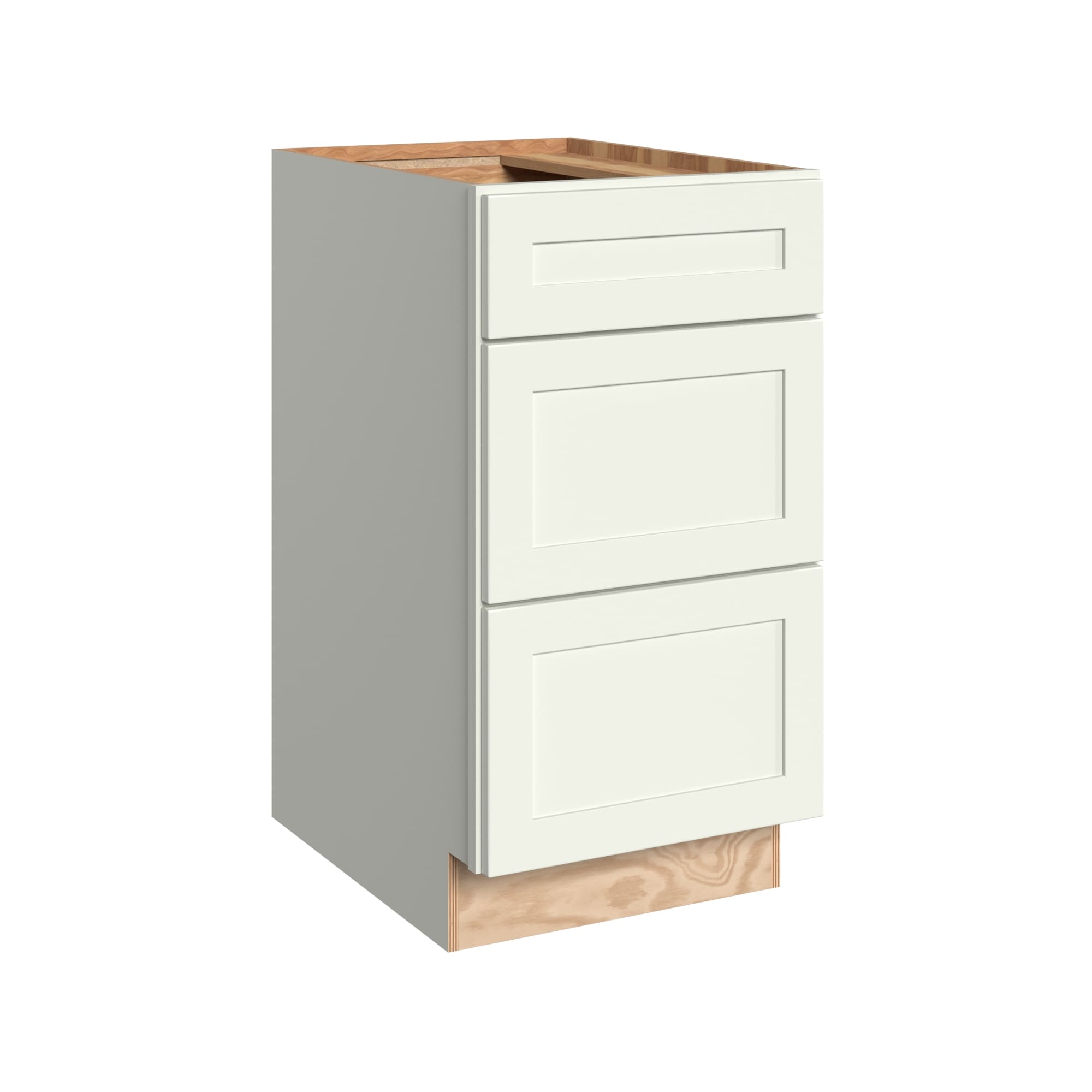 KraftMaid Momentum BD18.3G71 Deveron 18-in W x 34.5-in H x 24-in D Dove White 3 -Drawers Drawer Base Fully assembled Plywood Cabinet (Recessed Panel Shaker)