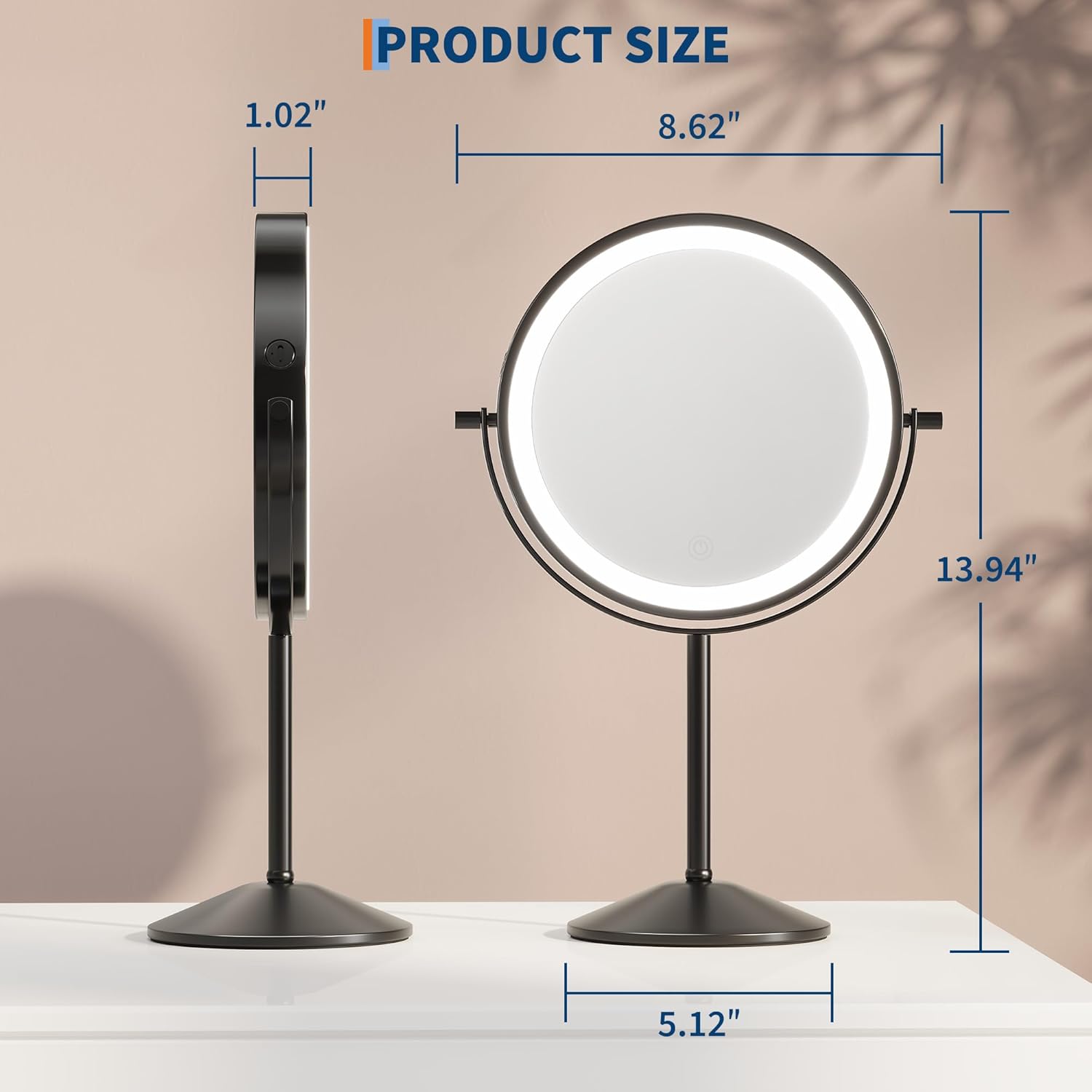 Qeetex DHZ-PBC-3336YBRC Makeup-Mirrors - View #2