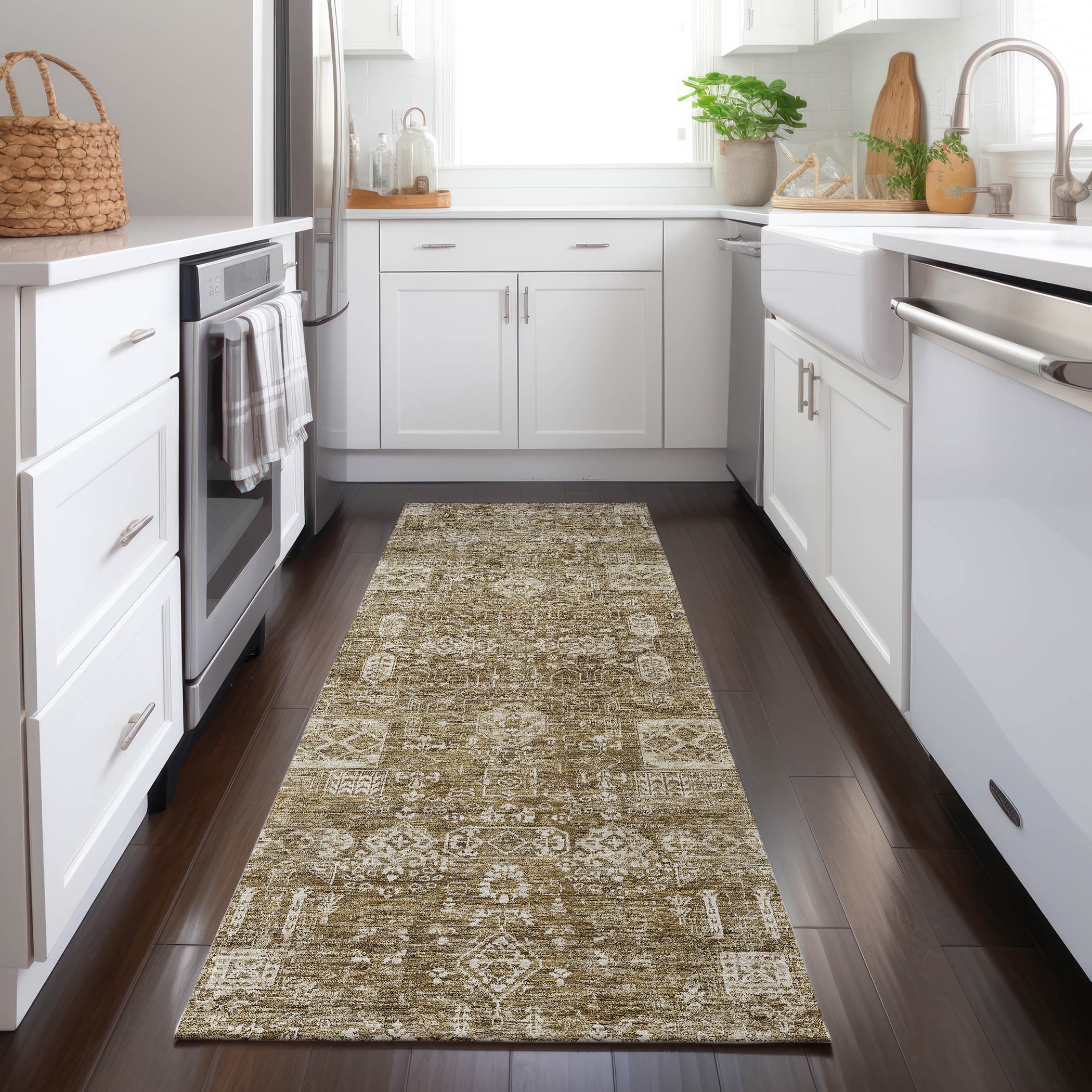 Addison Rugs ACN637BR2X8 Chantille ACN637BR 2 x 7 (ft) Polyester Brown Rectangular Indoor/Outdoor Geometric Machine washable Runner rug