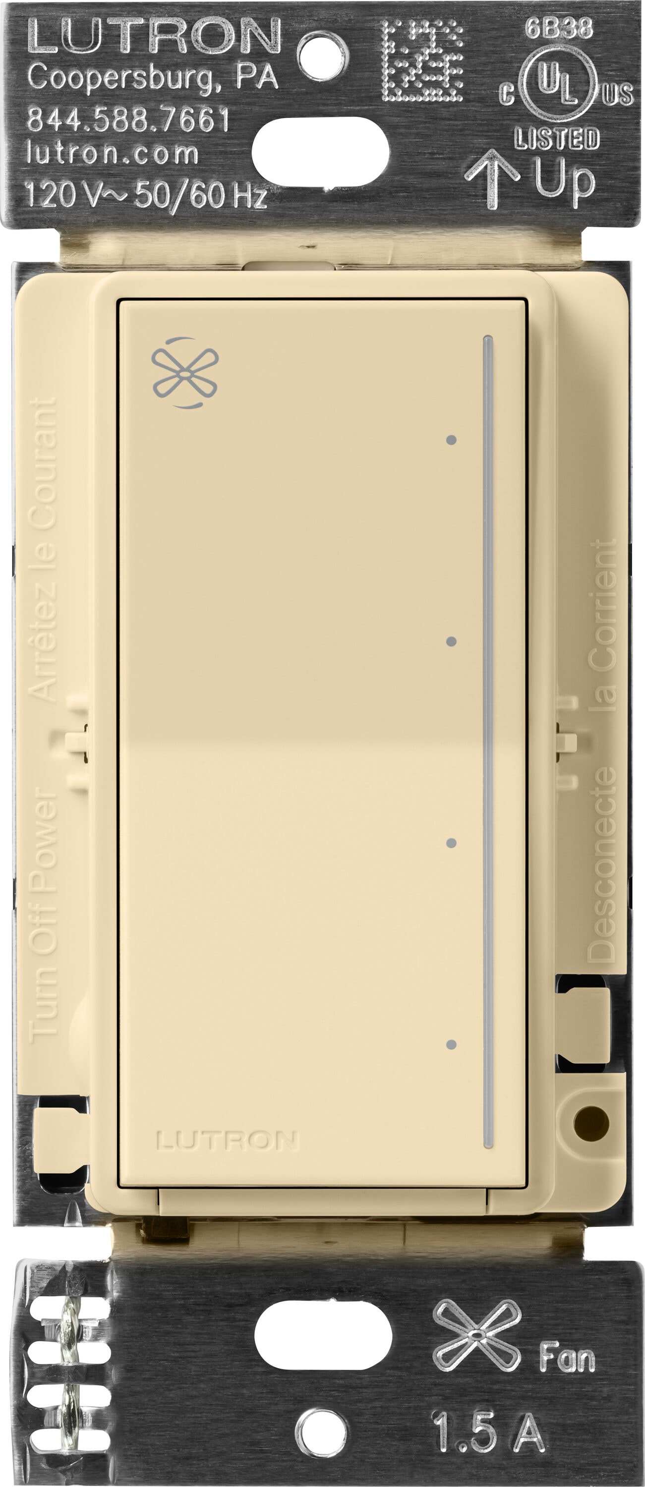 Lutron ST-FSQ-N-IV Sunnata Fan Control 1.5 -Amp 4-speed Touch Fan Control Ivory