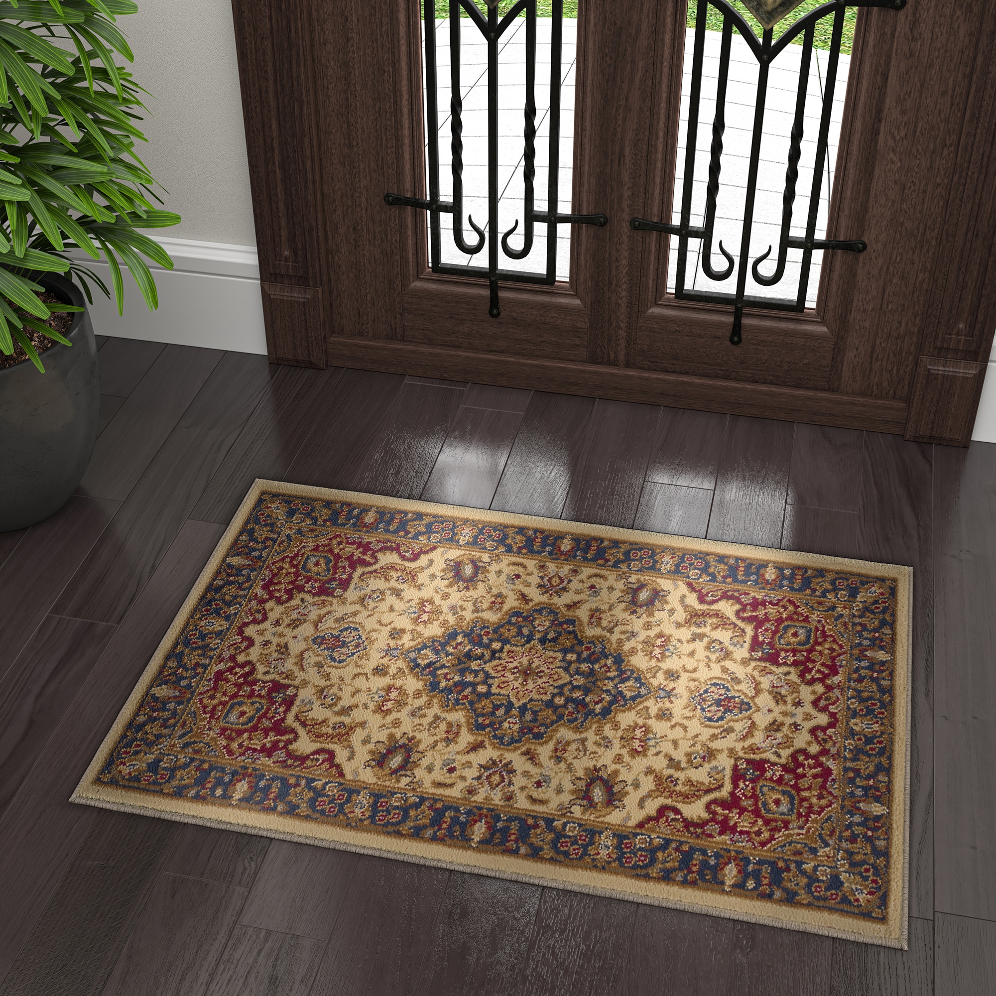 Tayse SNS4782 2X3 Sensation 2 x 3 (ft) Loomed Polypropylene Beige/Ivory Rectangular Indoor Floral/Botanical Oriental Throw rug