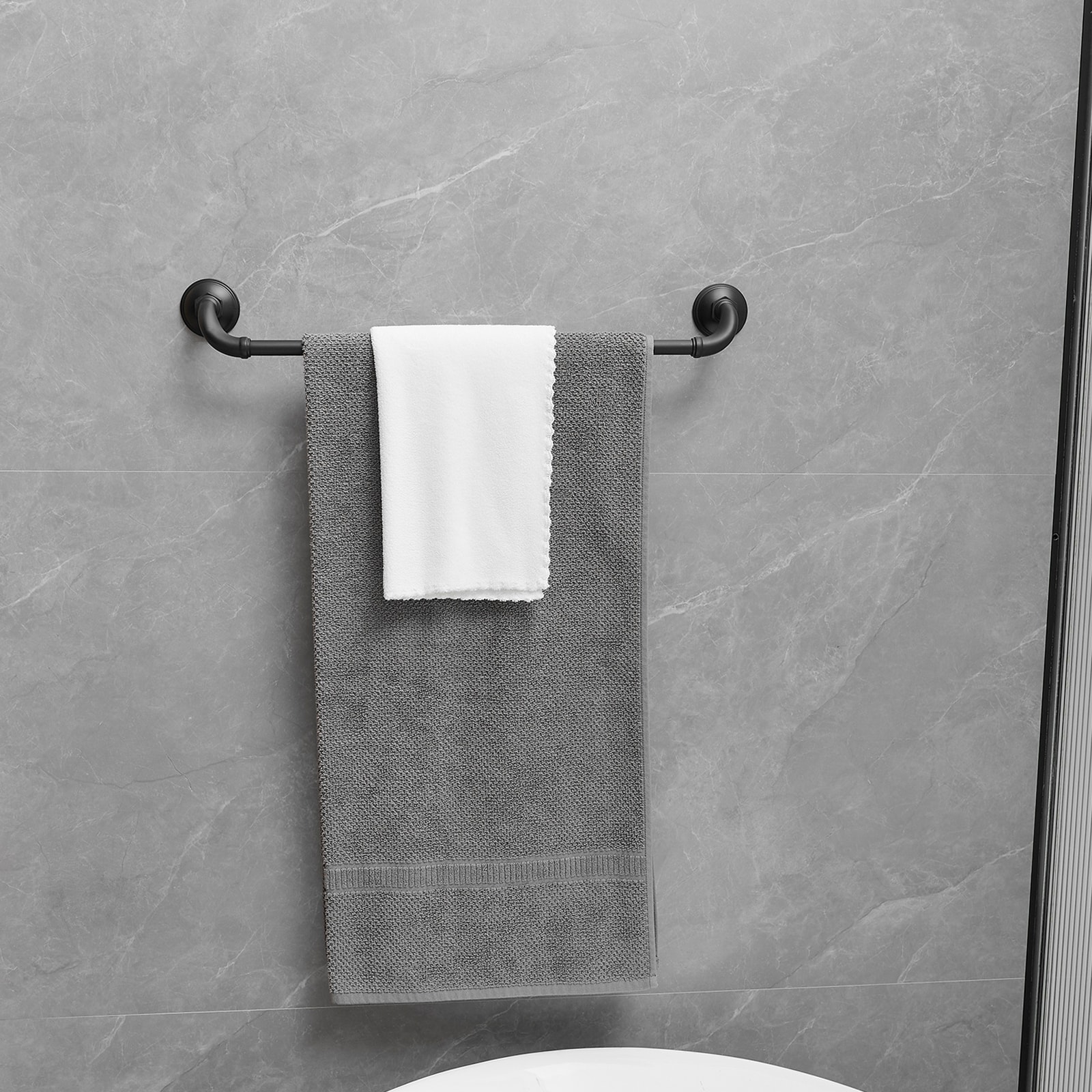 Matte Black 4-Piece Metal Bathroom Hardware Set