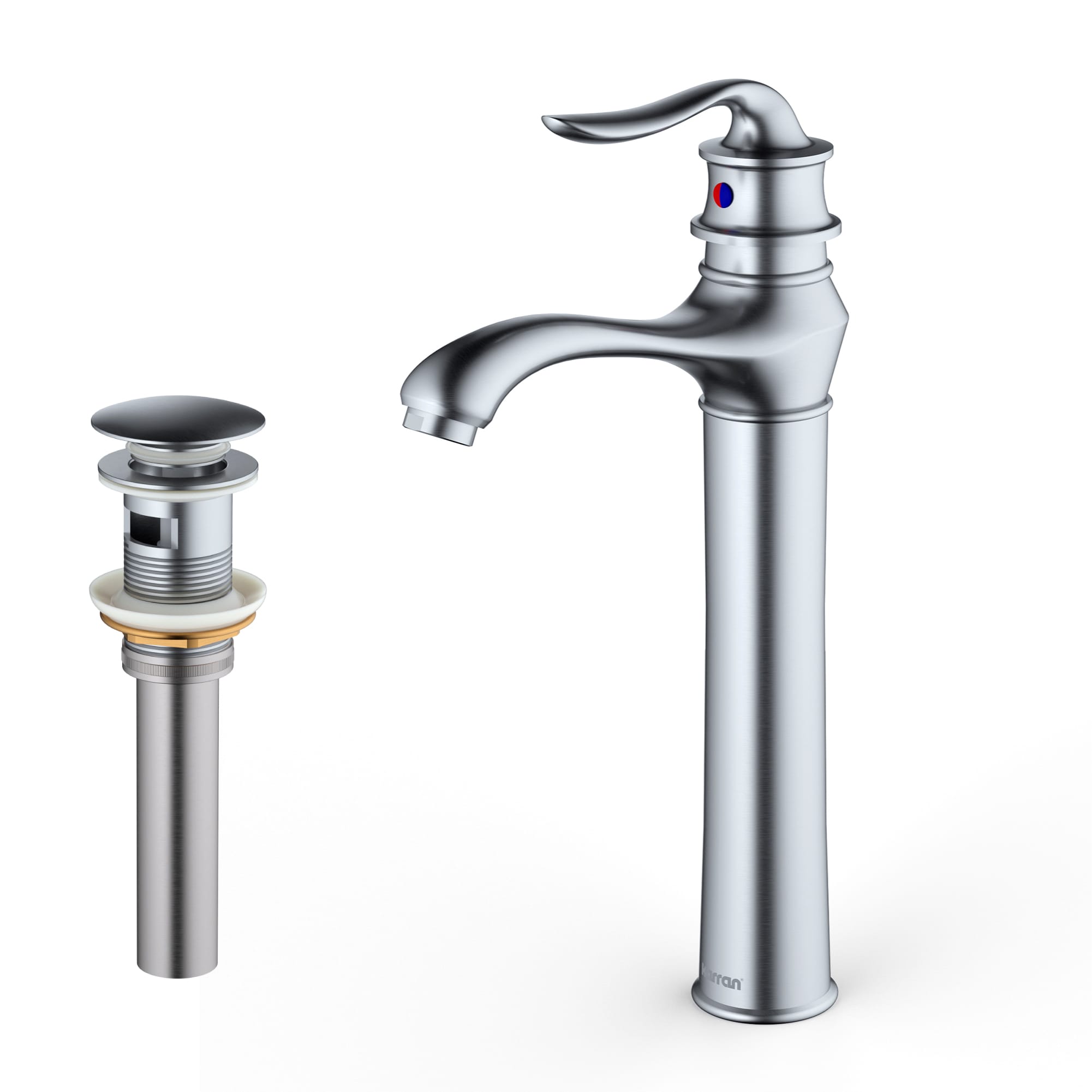 Karran KBF432SS Dartford Stainless Steel Vessel 1-handle High-arc Commercial/Residential Handle Bathroom Sink Faucet with Drain