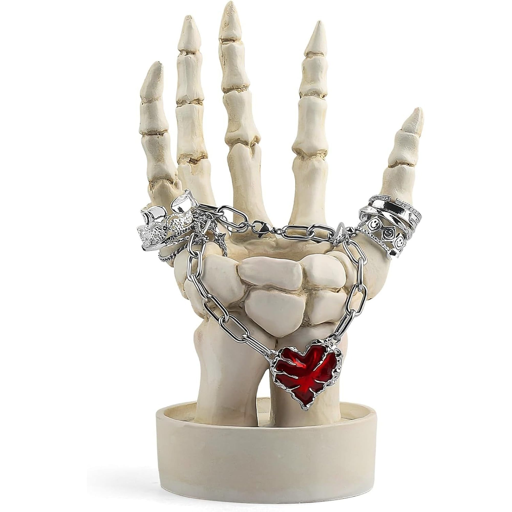 Wudkey White Skeleton Hand Candle Holder Jewelry Organizer Gothic Halloween Table Decor