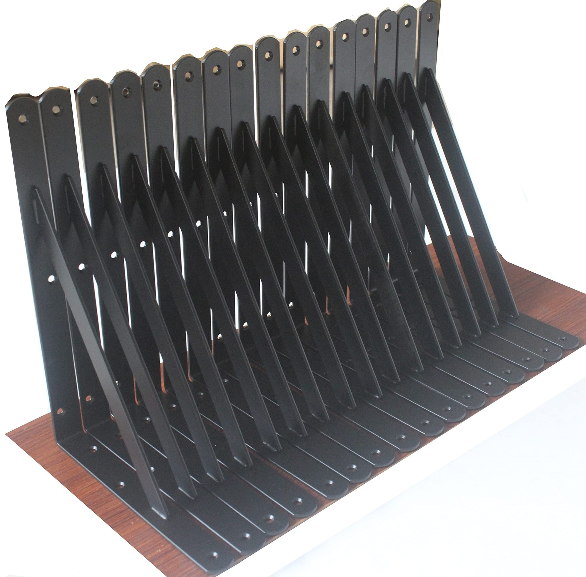 Yichuhaoxi  12 pack black heavy duty shelf brackets with screws metal shelf supports for floating shelves holds up to 240 pounds fits 12 to 16