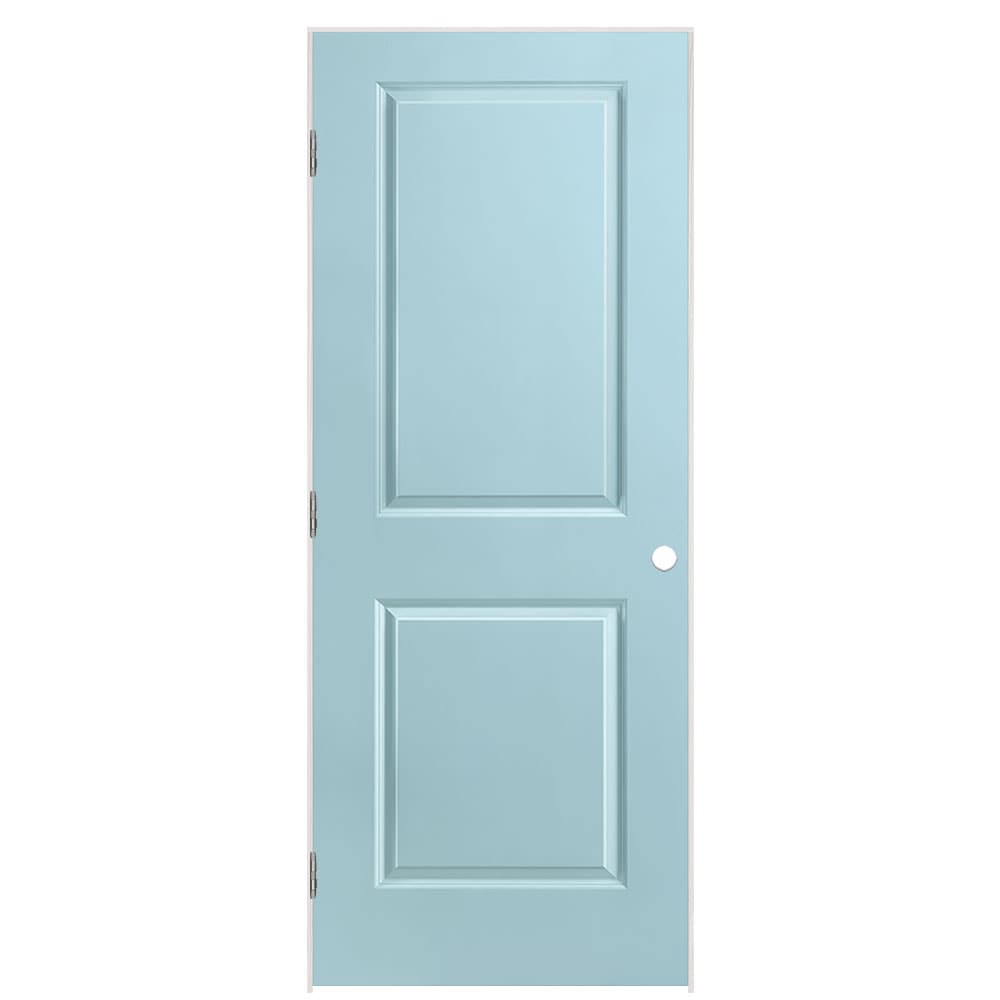 Masonite 1316094 32-in x 80-in Sea Mist Solid core 2-panel square Right hand Smooth Prefinished Molded composite Flat Jamb Single Prehung Interior Door