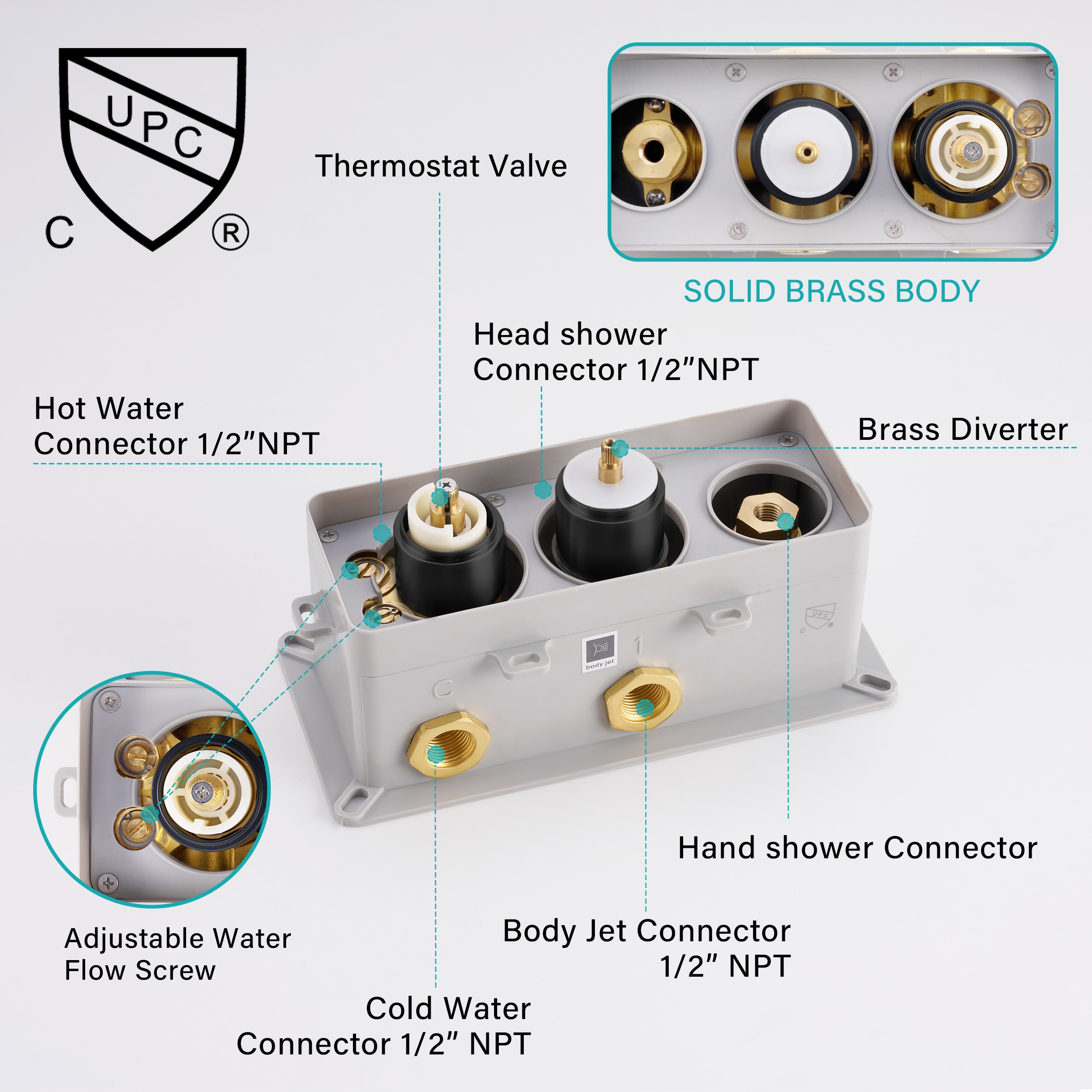 WELLFOR SPA-88003BG Showerhead-Bar-Panels - View #11