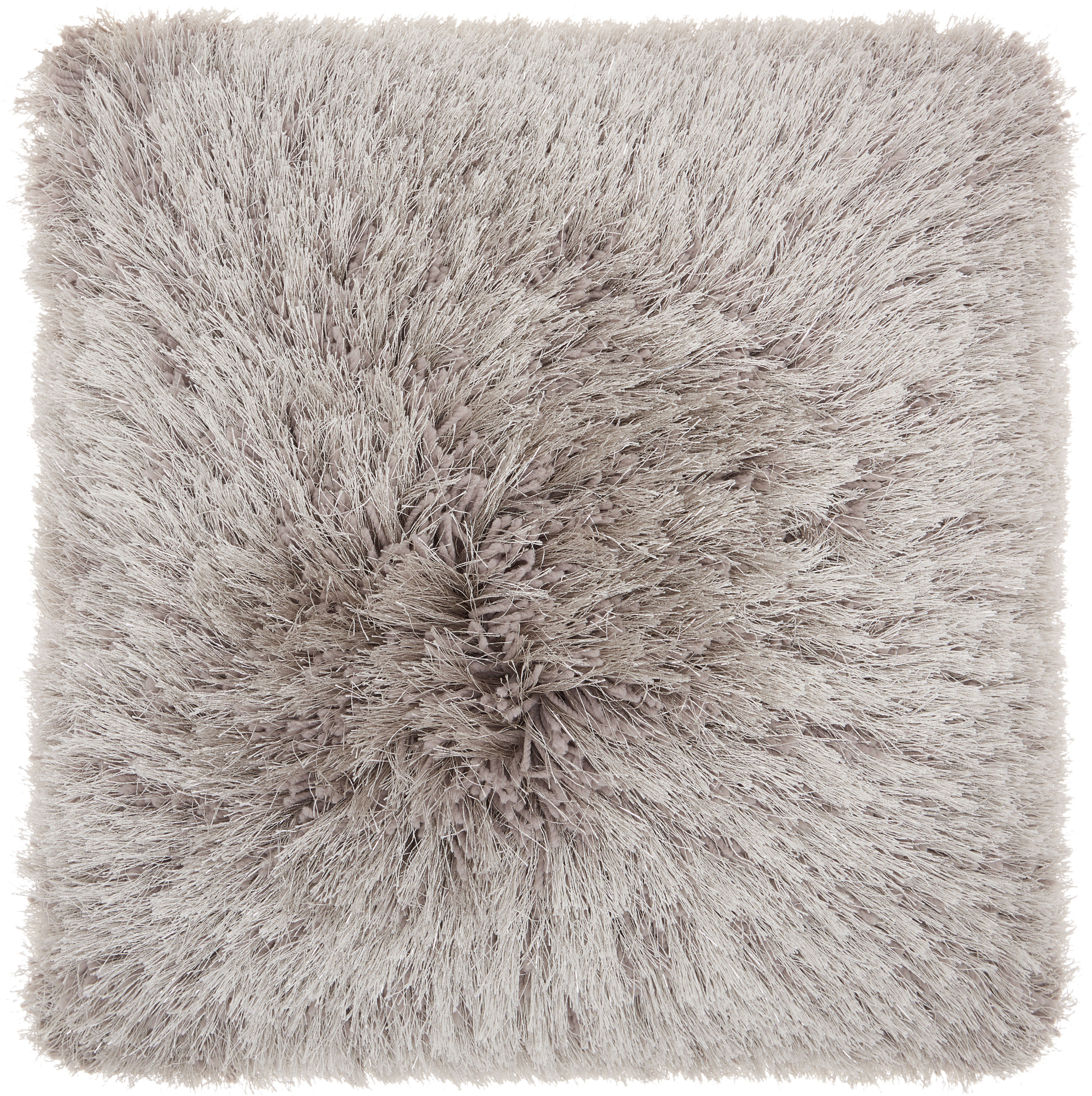 Light Grey Shaggy Polyester Square Throw Pillow Set