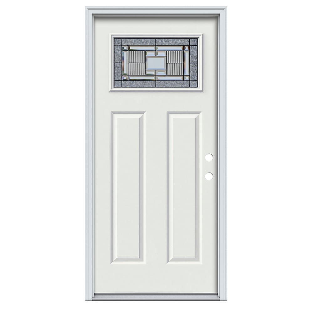 RELIABILT ABS612126 Layton 36-in x 80-in x 4-9/16-in Steel 1/4 lite Left-hand inswing Primed Prehung Front Door with Brickmould Insulating core