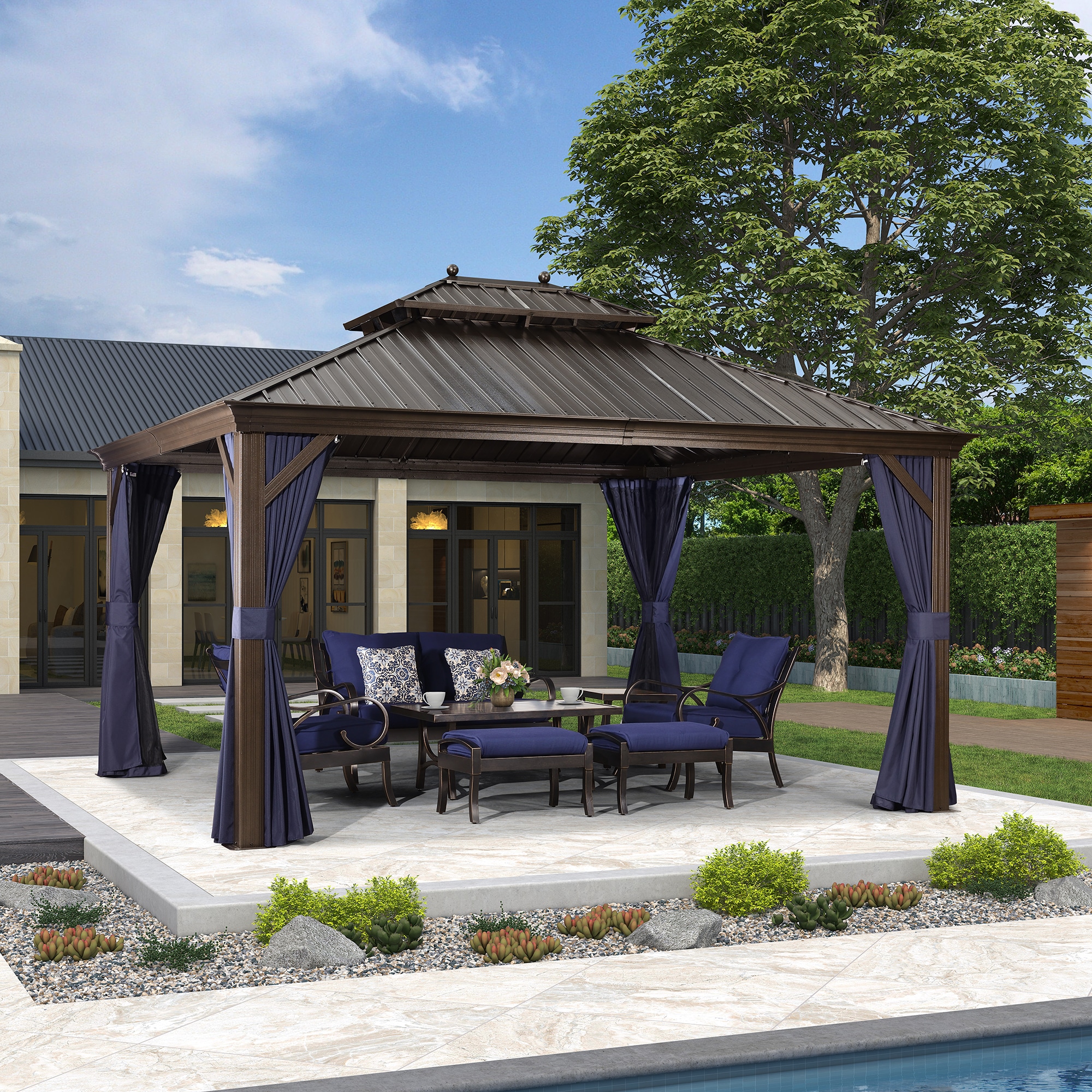 PURPLE LEAF LSMHS1214DNB Wood-Resin-Gazebos - View #3