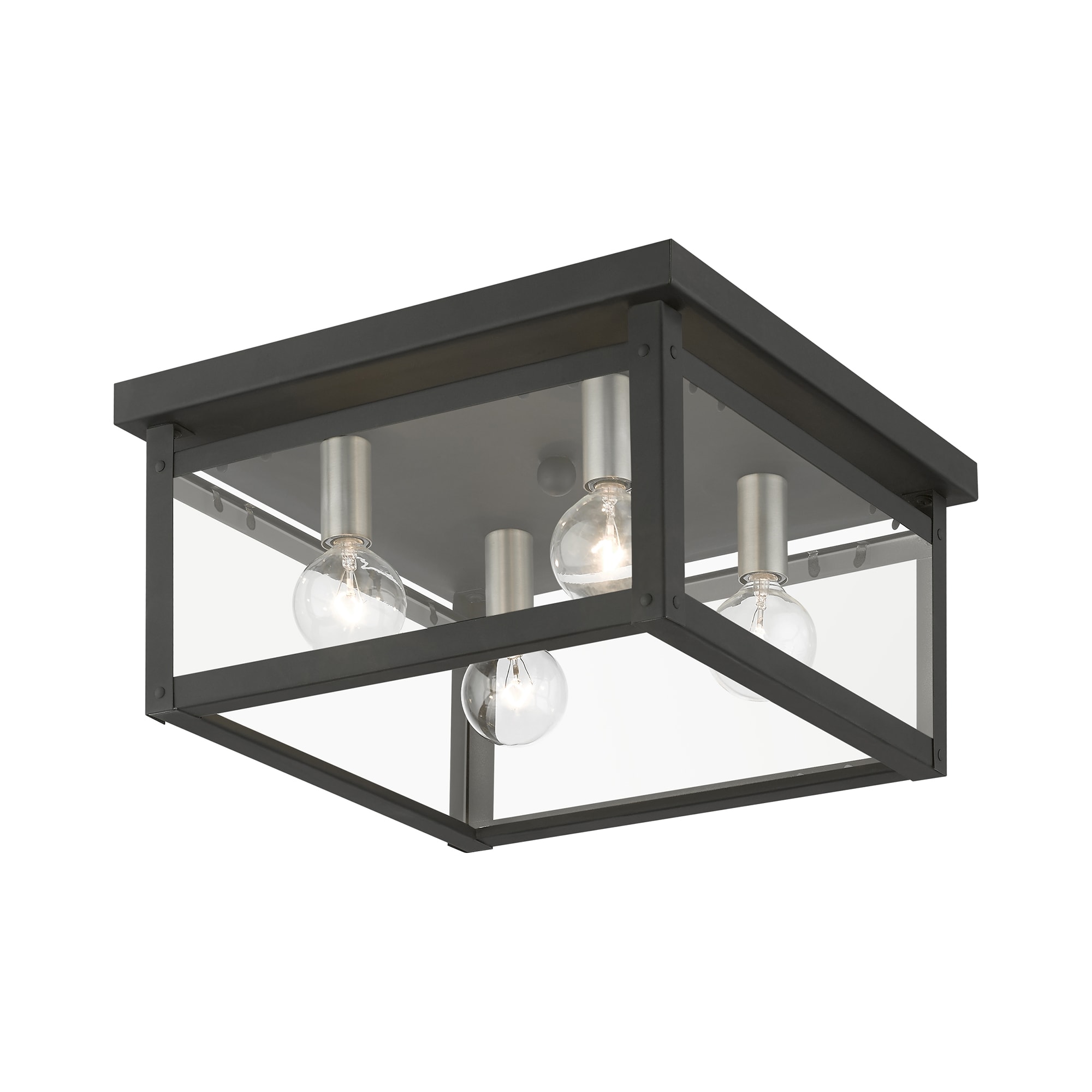 Milford Square 4-Light LED Flush Mount in Black and Brushed Nickel