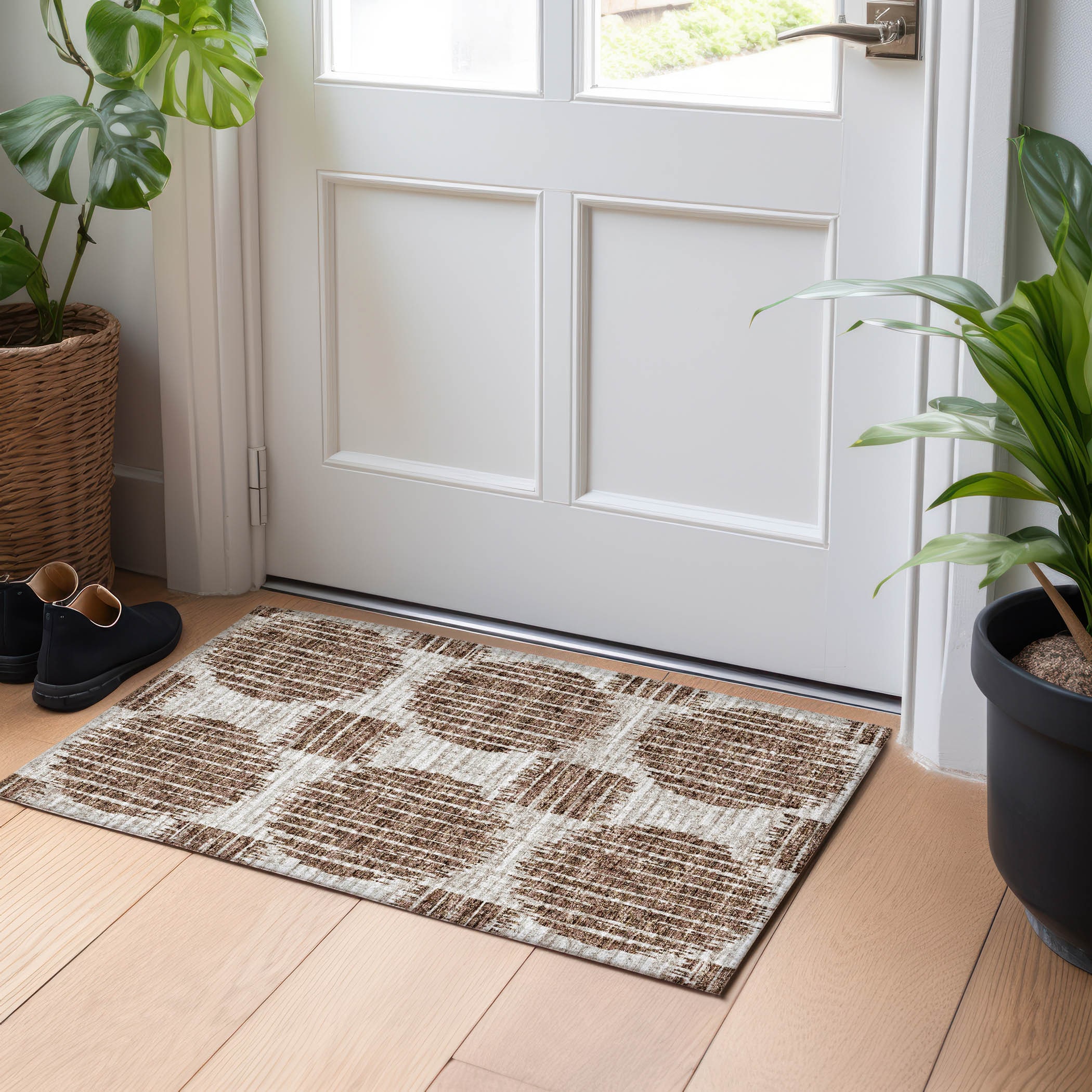 Addison Rugs AMF119BR20X30 Mayfield AMF119BR 2 x 3 (ft) Loomed Polyester Brown Rectangular Indoor Geometric Machine washable Area rug