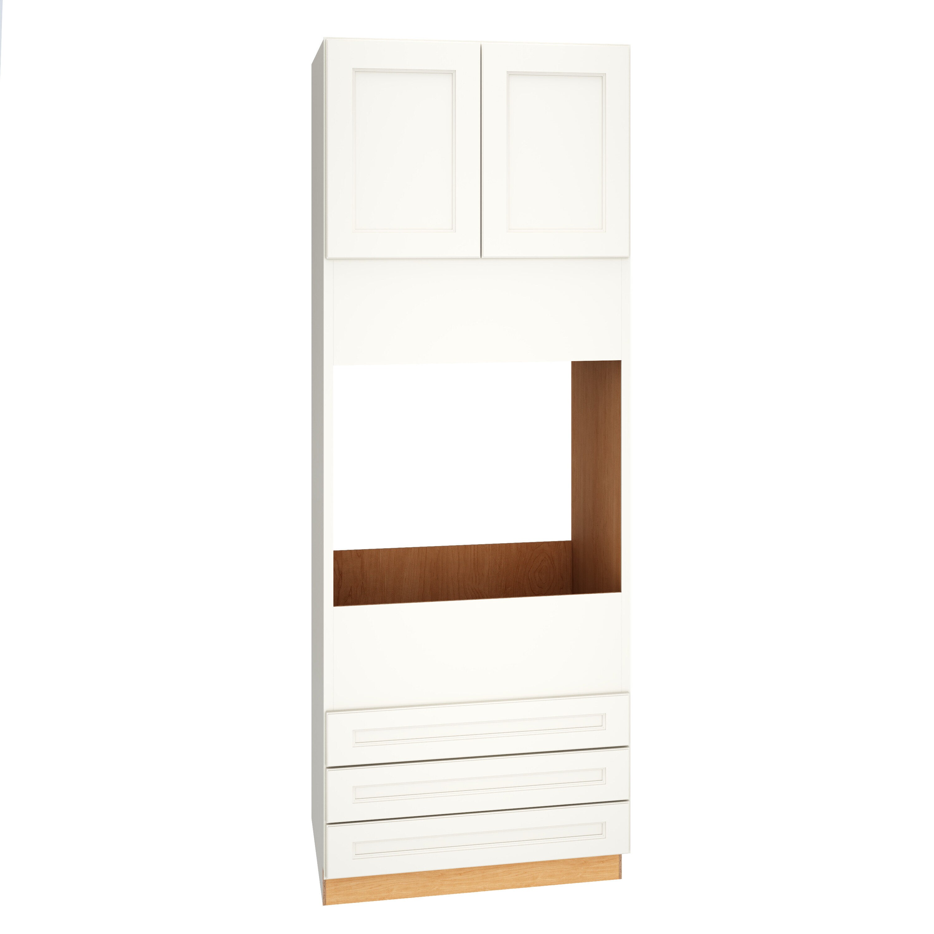 Diamond Express Macaulay 33-in W x 90-in H x 24-in D White 3-Drawers Single Oven Base Fully Assembled Plywood Cabinet (Recessed Panel Square Style)