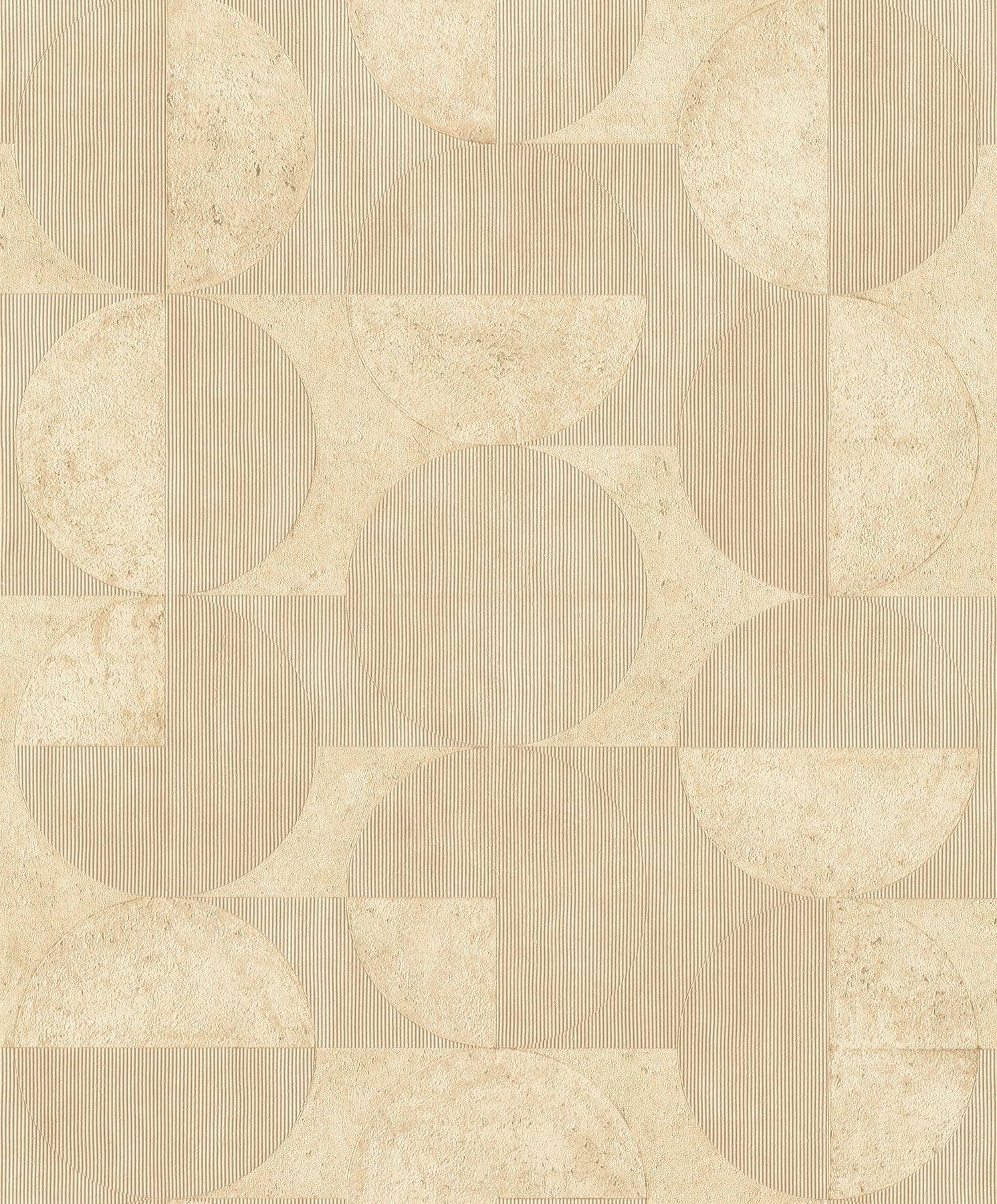 Light Brown Geometric Circles and Rectangles Non-Woven Wallpaper