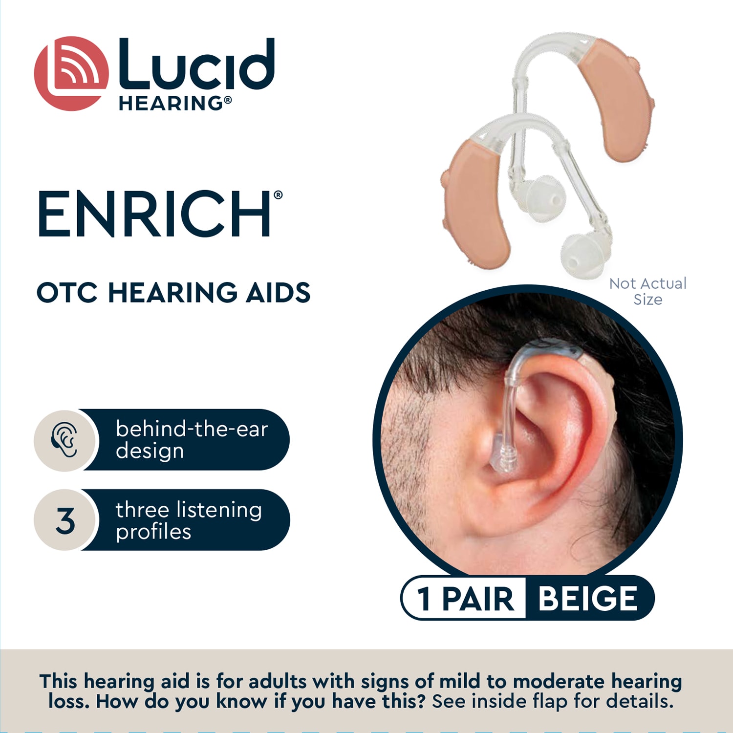 Lucid Hearing Enrich Pro Otc Hearing Aid Behind The Ear Bte 4