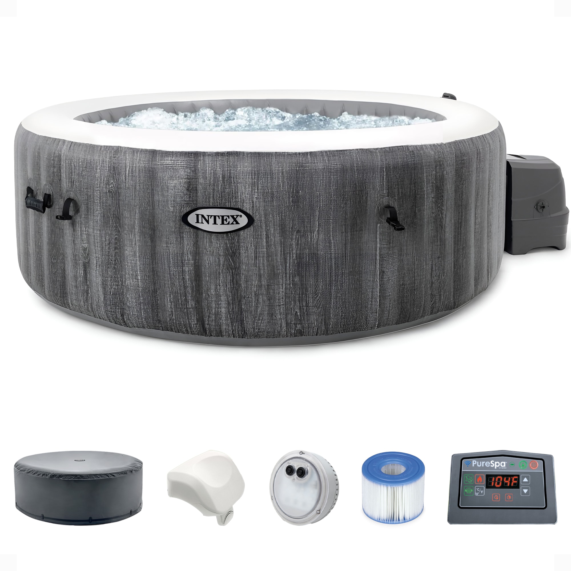 Intex 260704 PureSpa 140 Jet 4 -Person Inflatable Round Hot Tub (Cover Included)