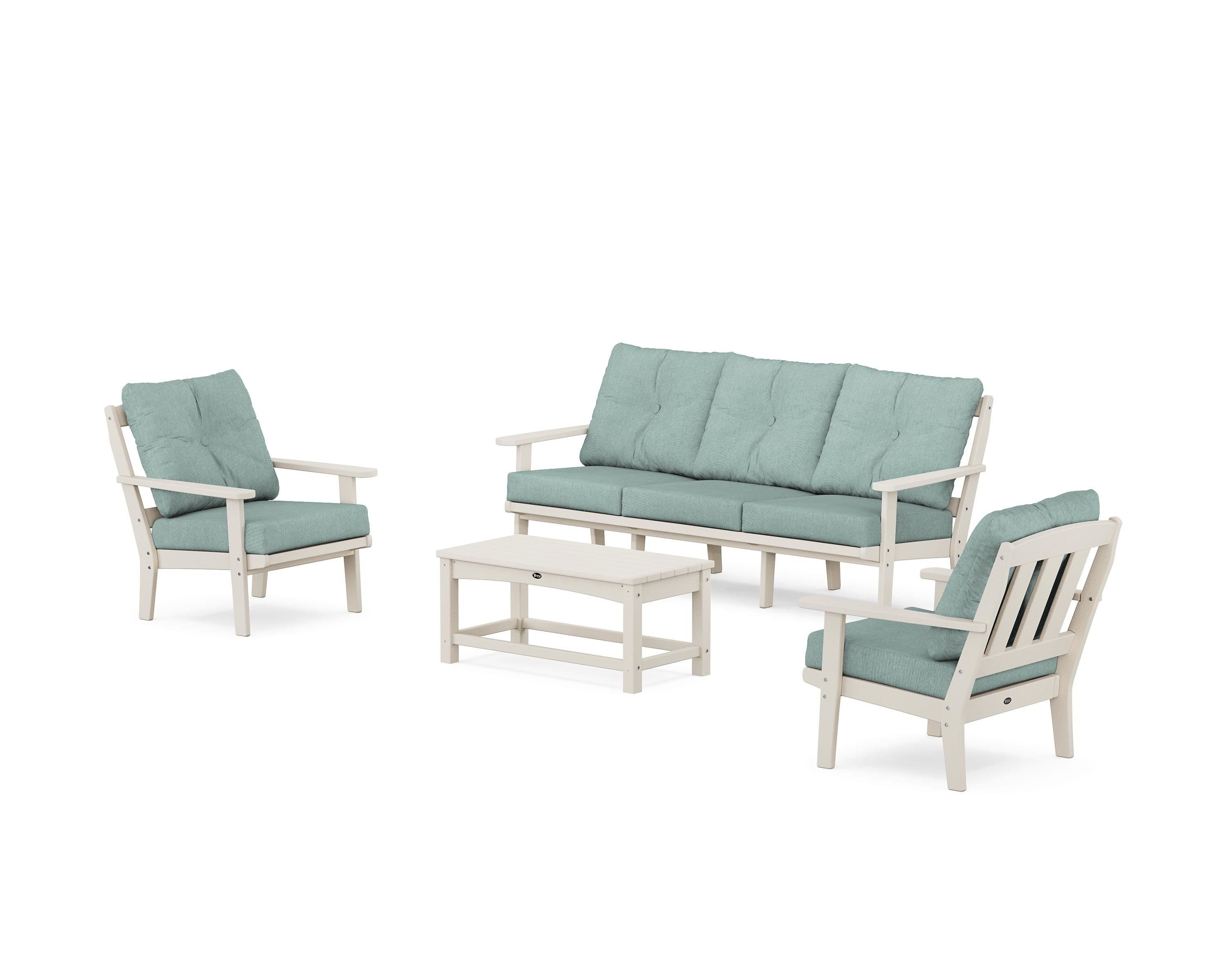 Trex Outdoor Furniture TXS2150-2-SC161130 Cape Cod 4 -Piece Patio Sofa Conversation Set with Gray Cushions