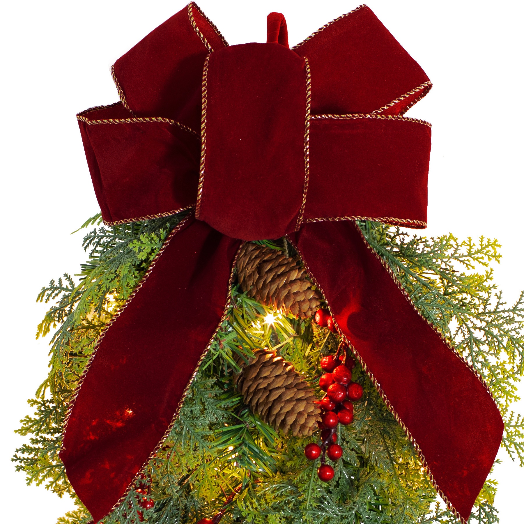 20 Inch Pre-Lit Red Velvet Bow Christmas Swag