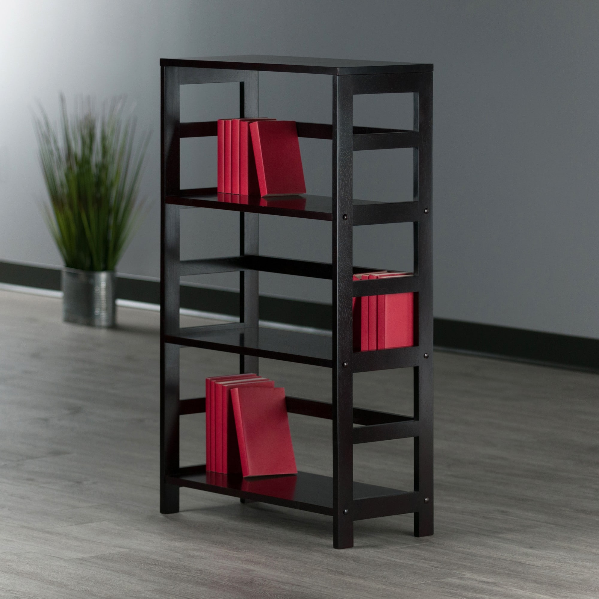 Espresso Transitional Wood 3-Tier Storage Shelf for Kids and Toys
