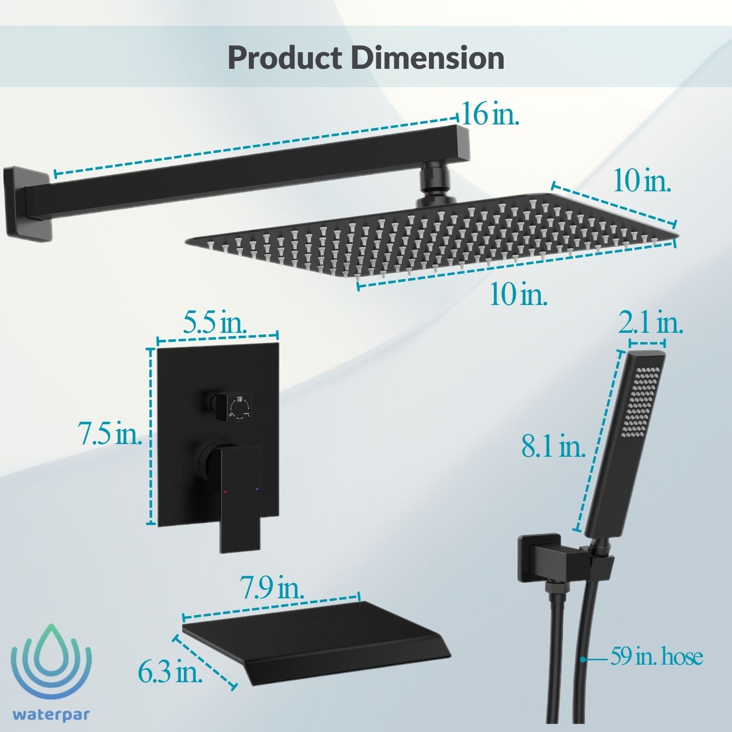 waterpar WPLO-SH429 Showerhead-Bar-Panels - View #5
