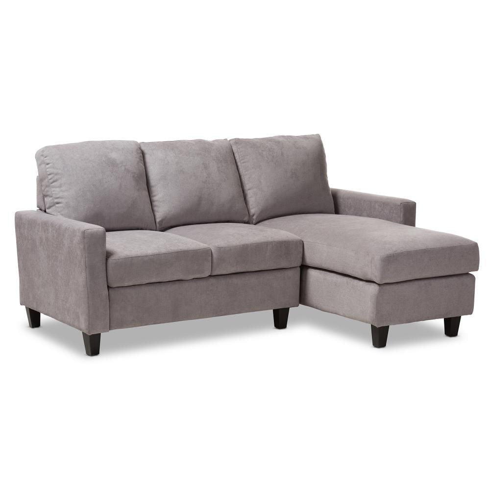 Baxton Studio Greyson 76 in Modern Grey Polyester Blend 3 seater